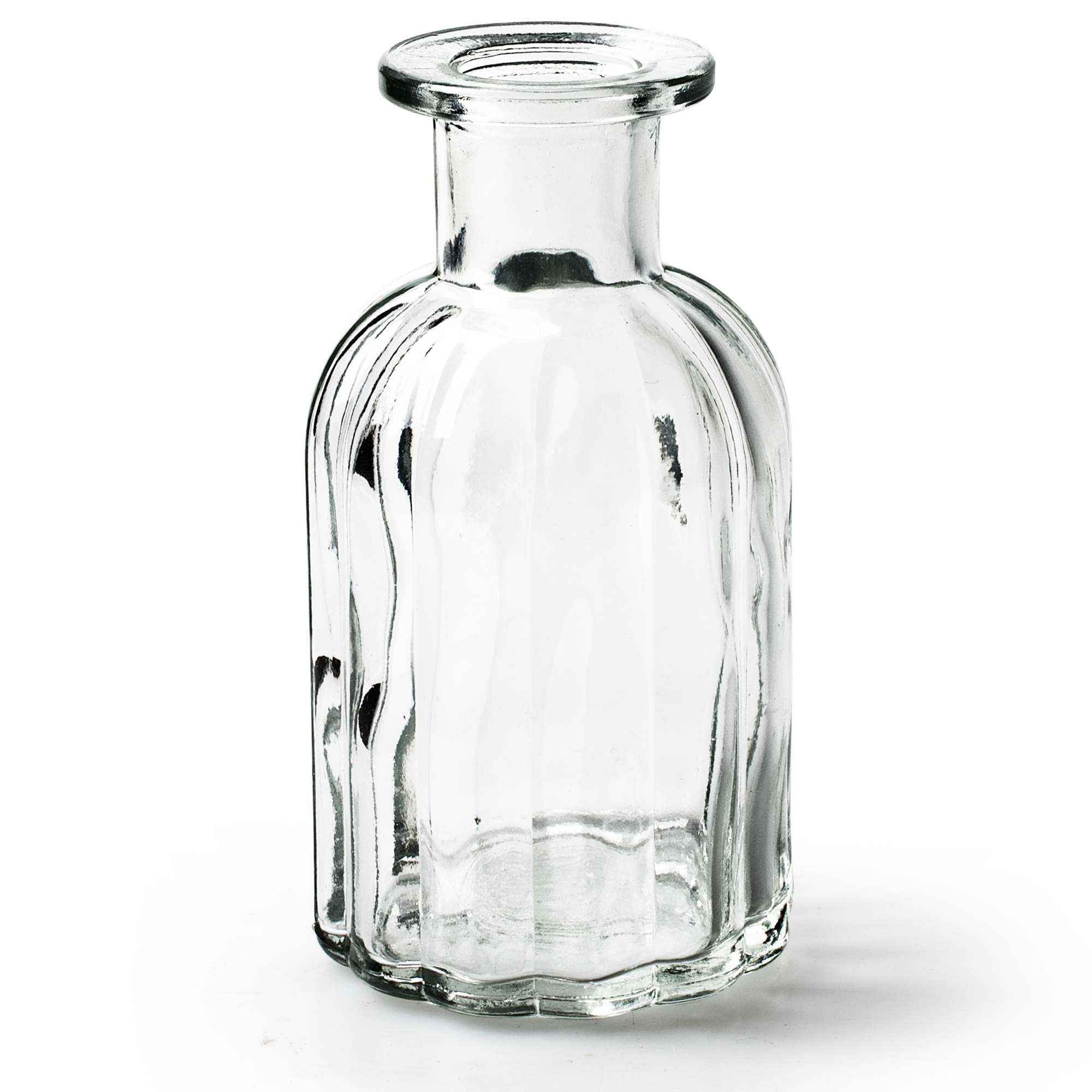 6 x Vasen aus Glas in geriffelter Optik, klar H 10,5 cm - Ø 5,5 cm