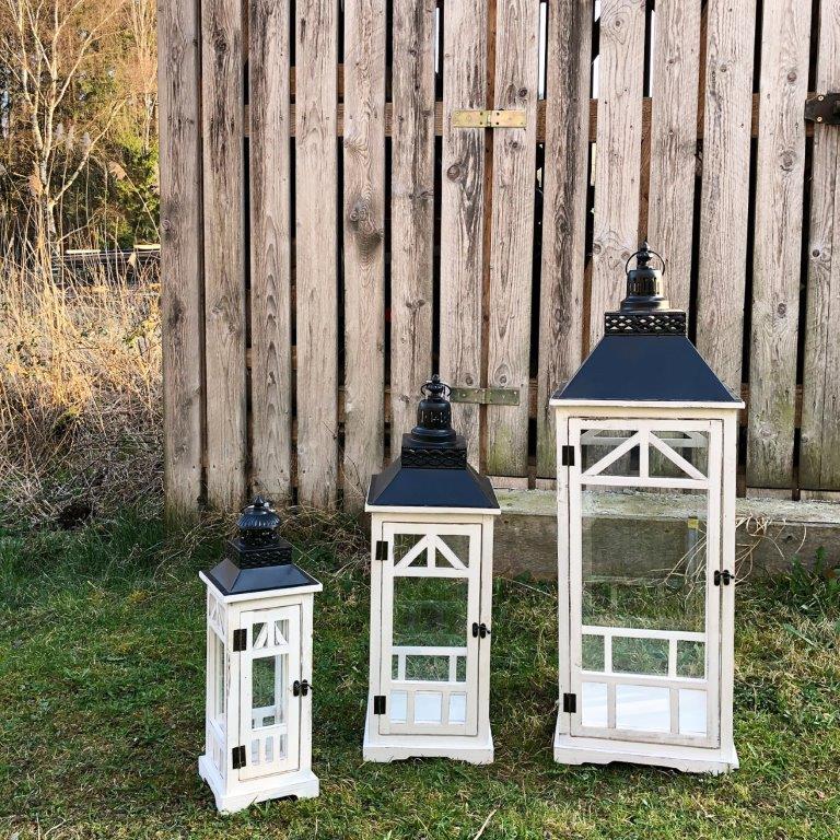 Laterne aus Holz im Vintage-Look - 3 Größen
