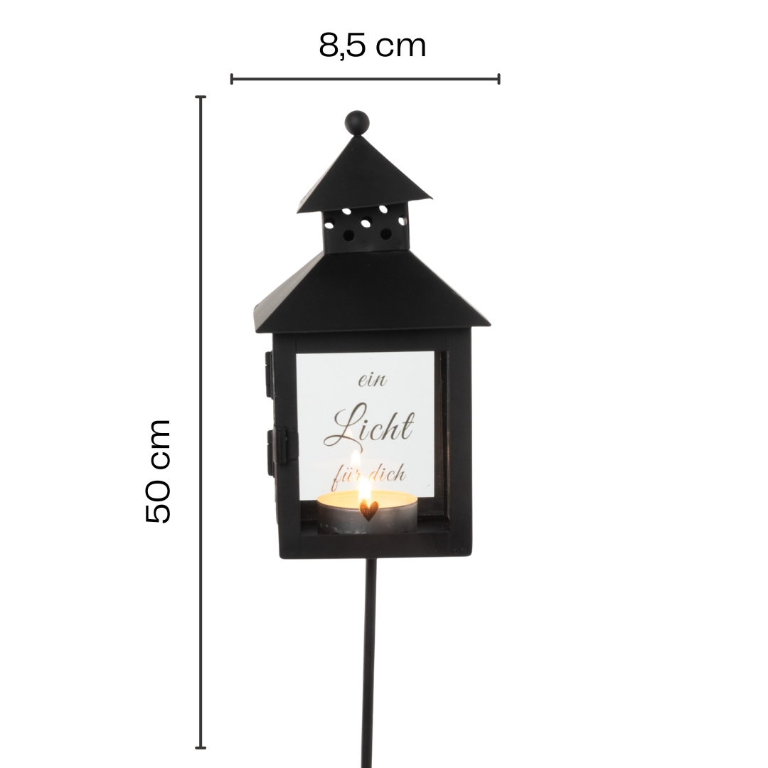 Laterne Grablicht aus Metall zum Stecken H 50 cm