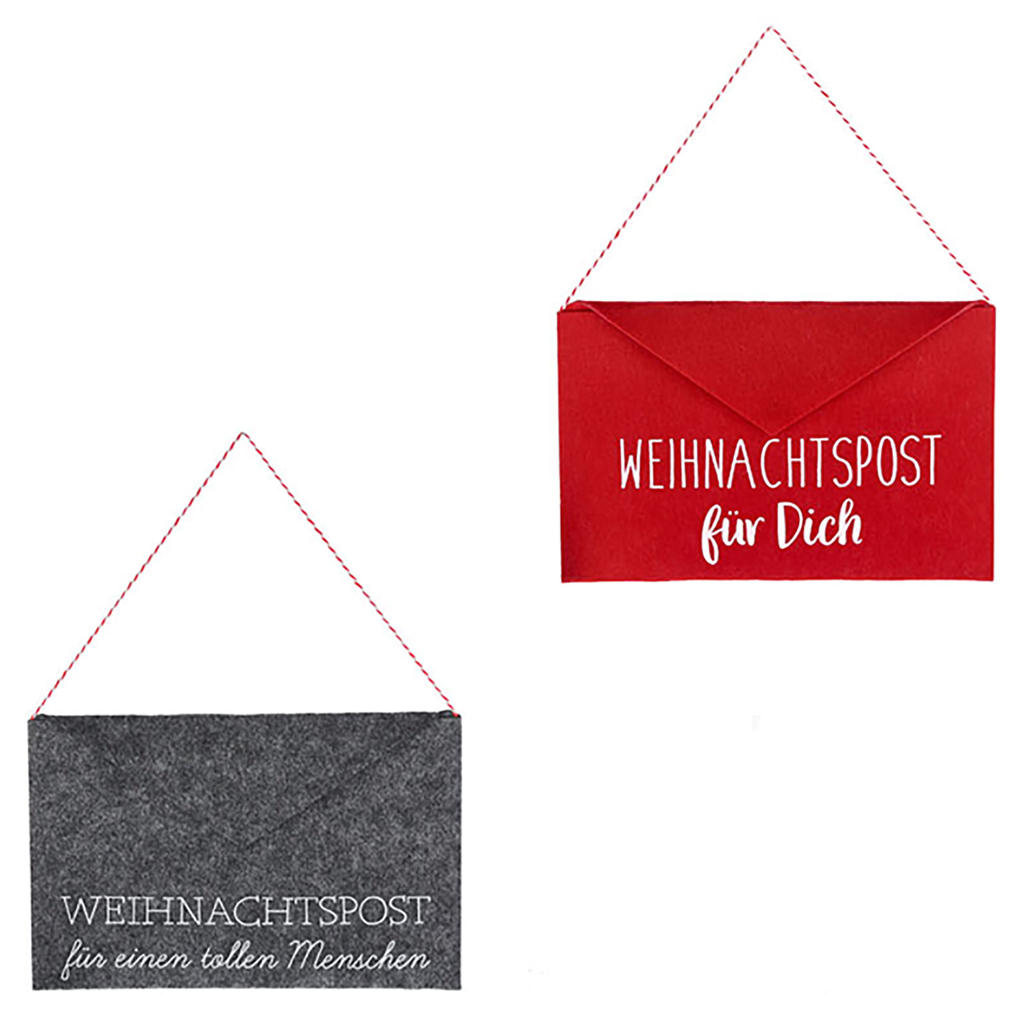 4 x Umschlag aus Filz "Weihnachtspost" mit Klettverschluss ca. 23 x 16 cm