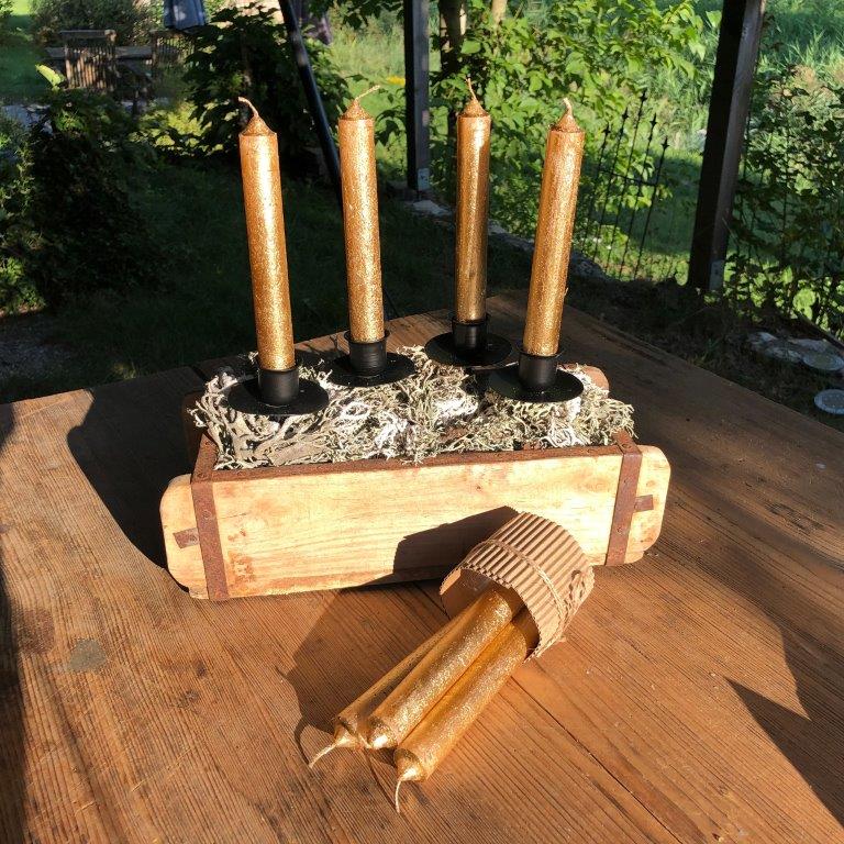 4 x Kerzenhalter aus Metall mit Pick für Adventskranz