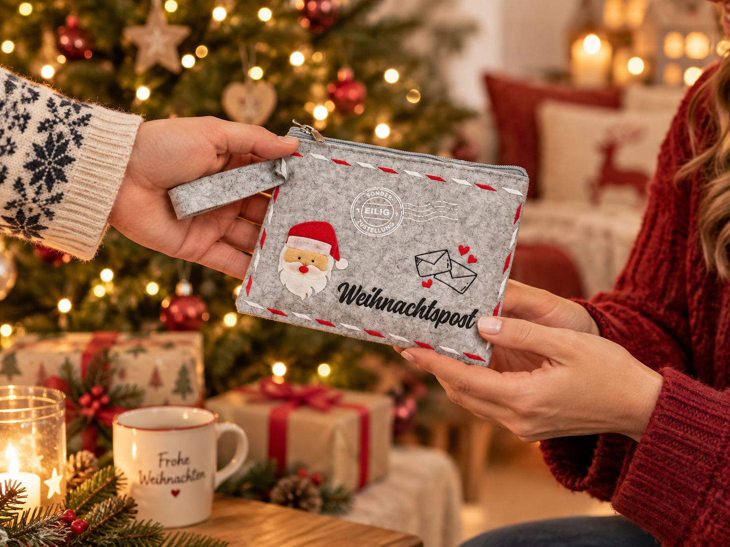 Filztäschchen Weihnachten für Geldgeschenke oder kleine  Mitbringsel 15,5 x 12,5 cm