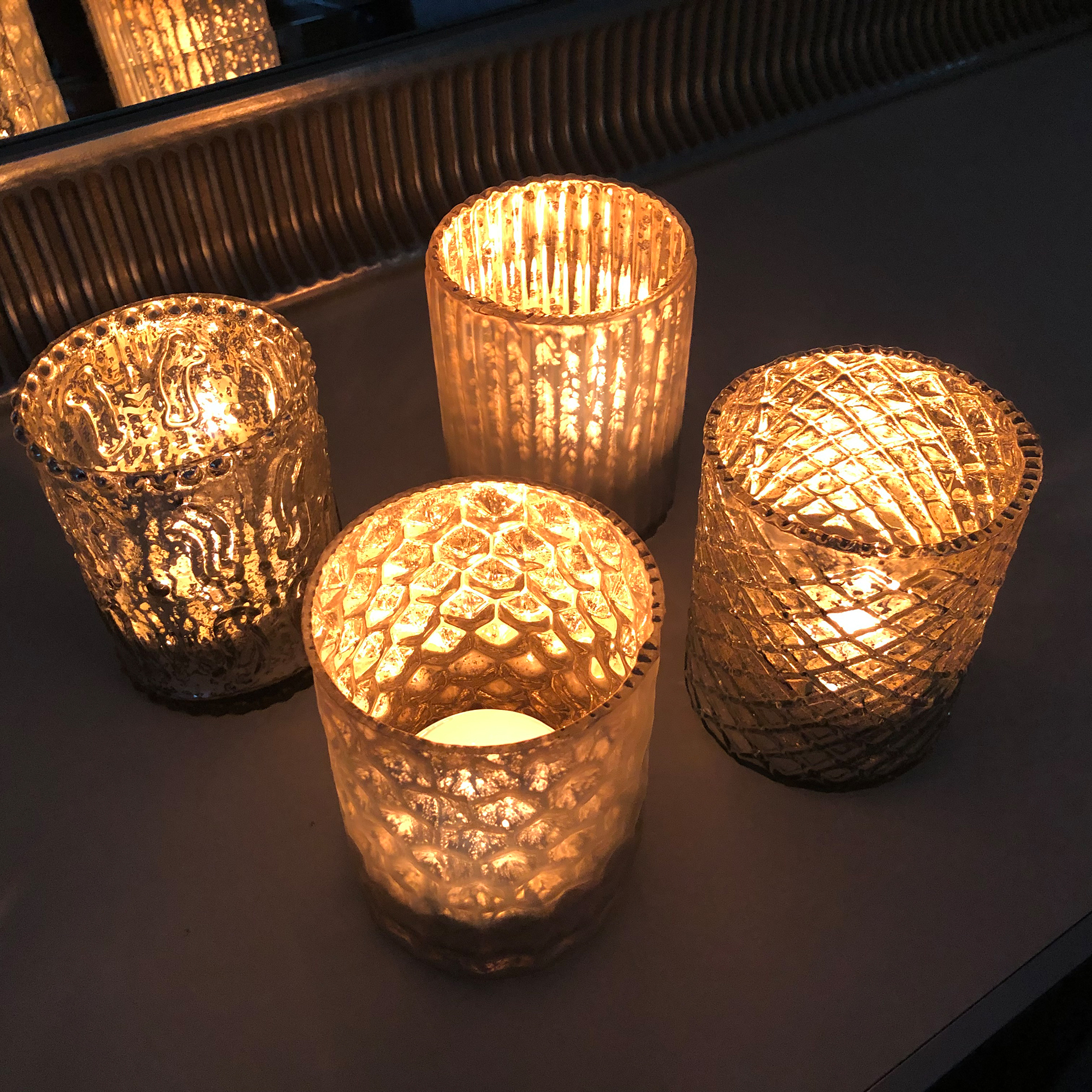 Windlichter "Latona" im Antik-Finish - Bauernsilber H 10 cm / Ø 8 cm