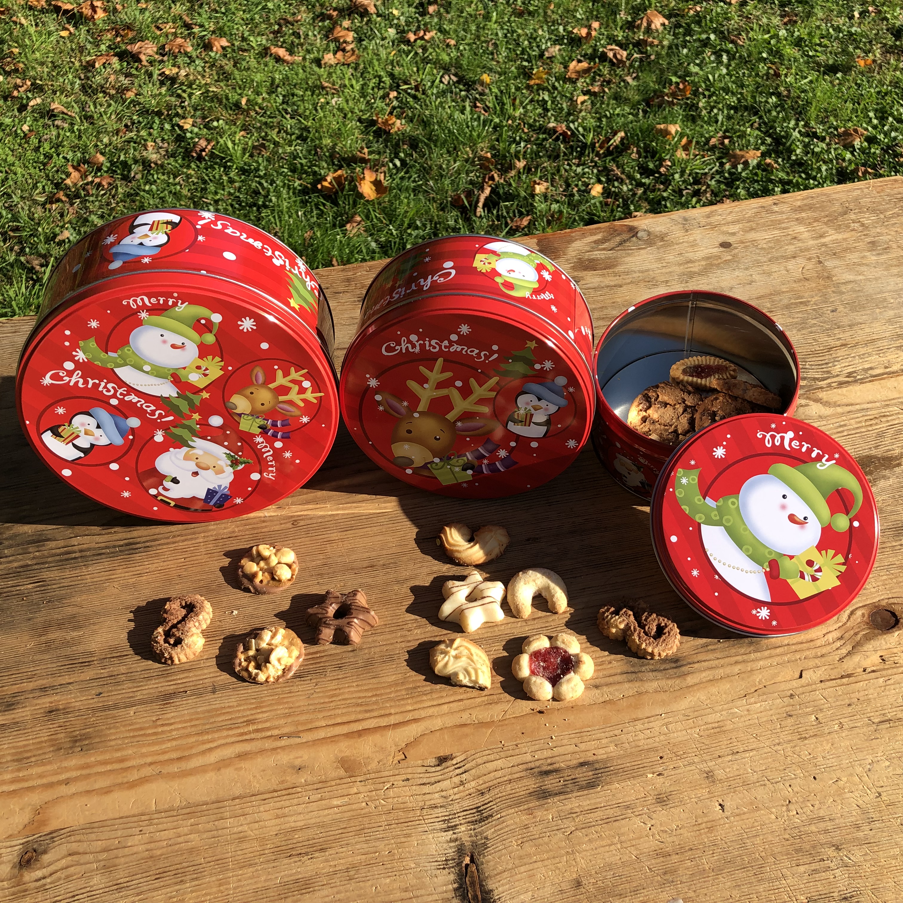 3-tlg. Set Gebäckdosen mit weihnachtlichen Motiven