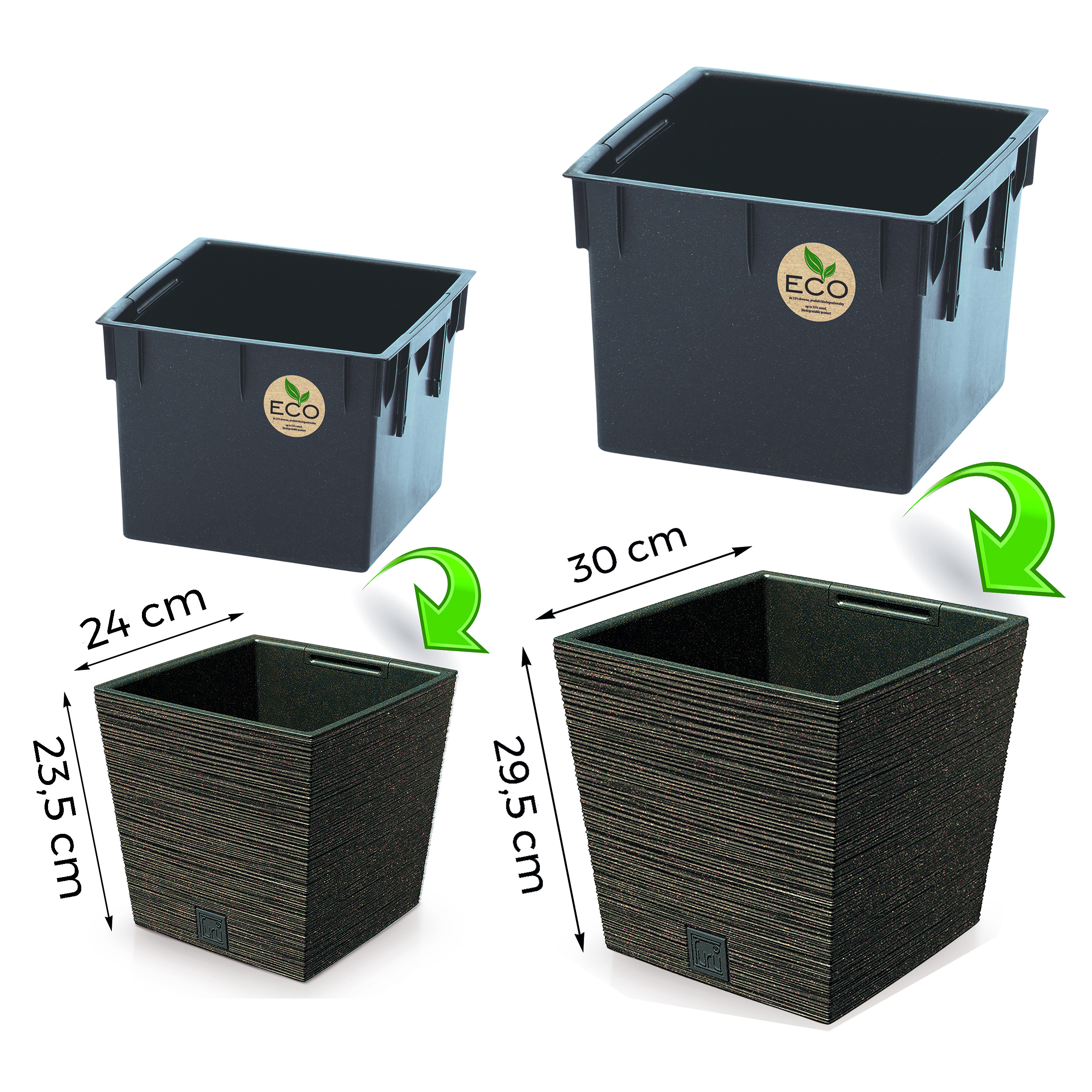 Blumentopf FURU Eco Wood mit 33% echtem Holzanteil
