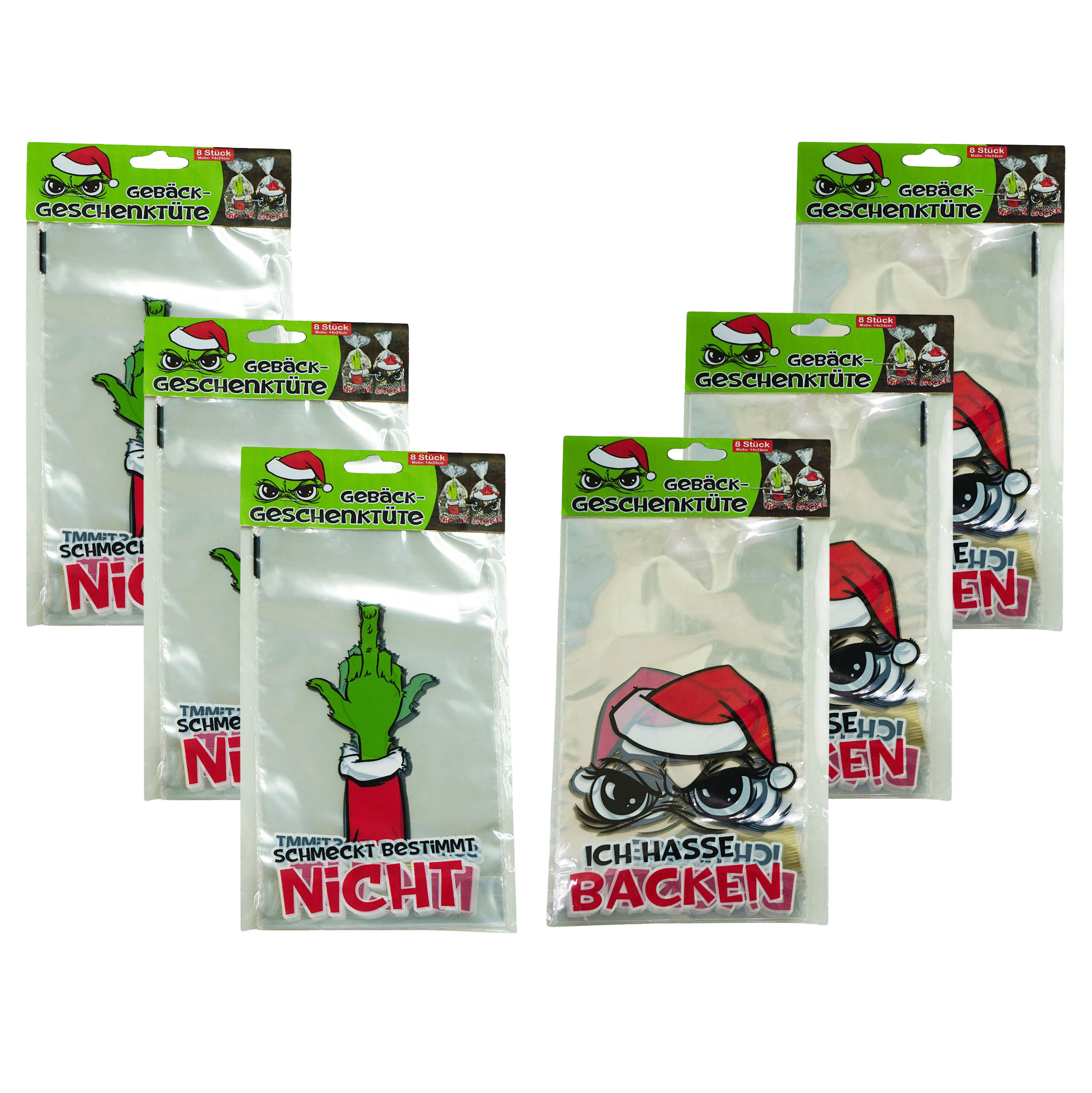 48 x Gebäcktüten - Geschenktüten "Festtags-Muffel" 14 x 24 cm (B/H/)