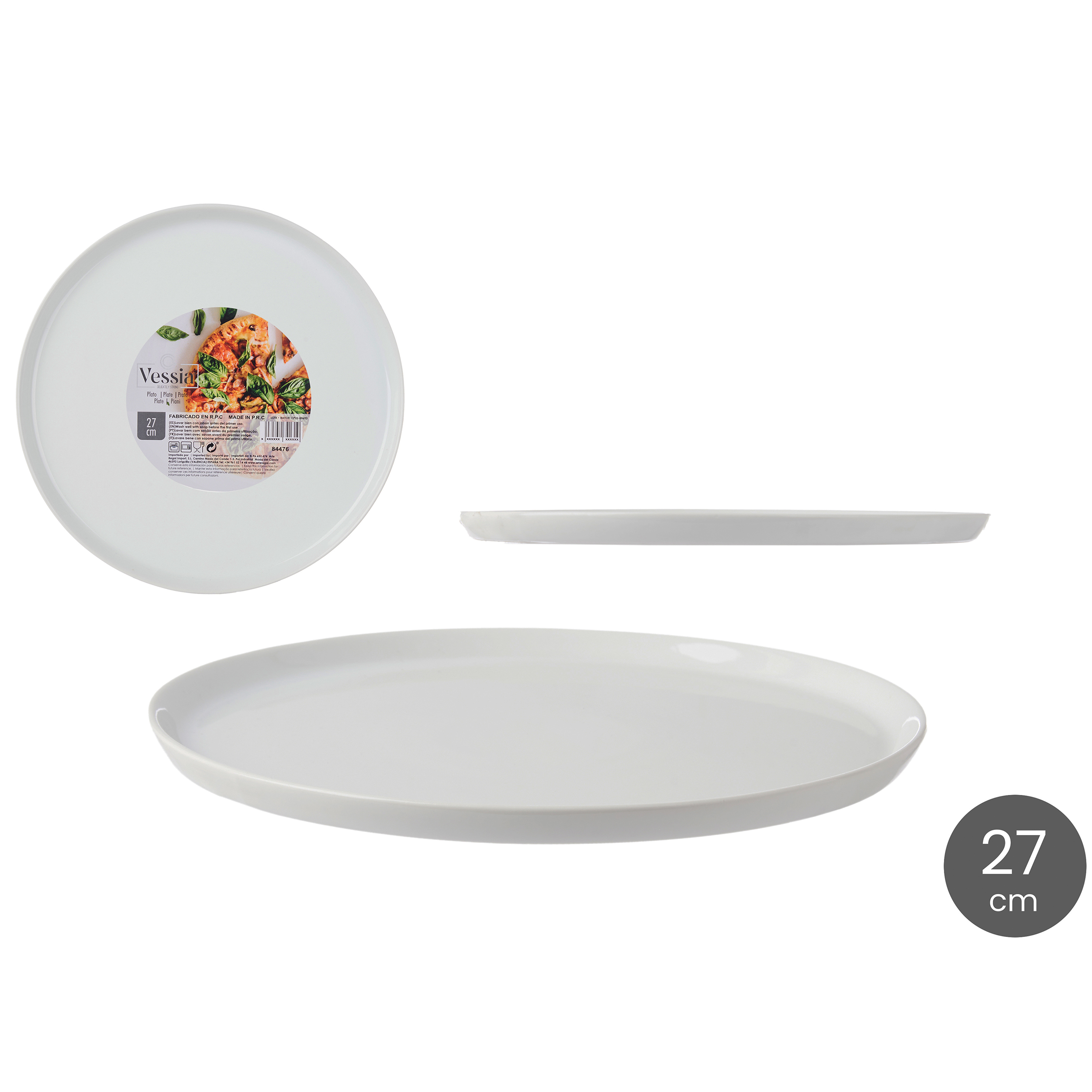 Pizzateller aus weißem Porzellan Ø 27 cm