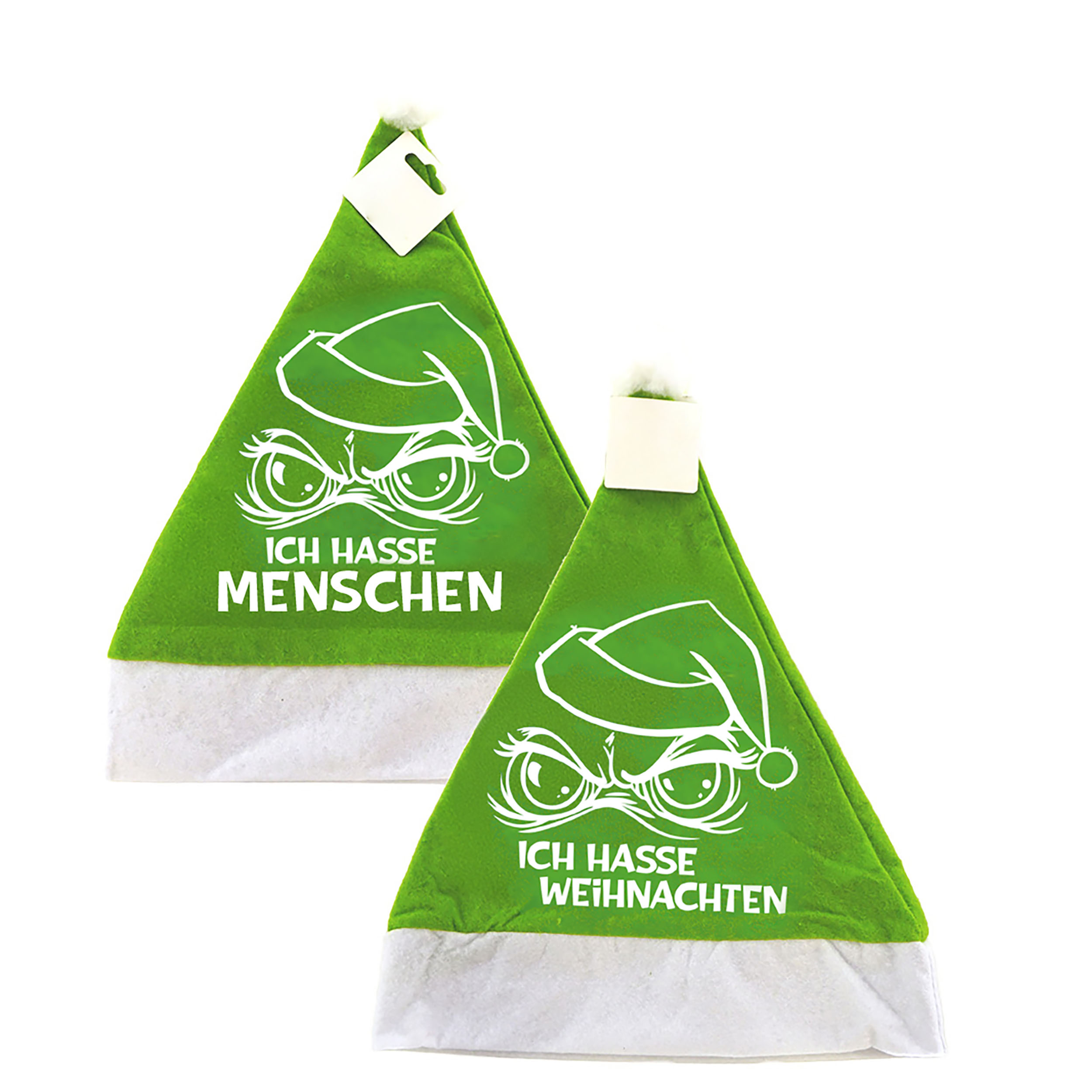 4 x Nikolausmützen "Festtags-Muffel" aus Plüsch mit Bommel - 2 Modelle