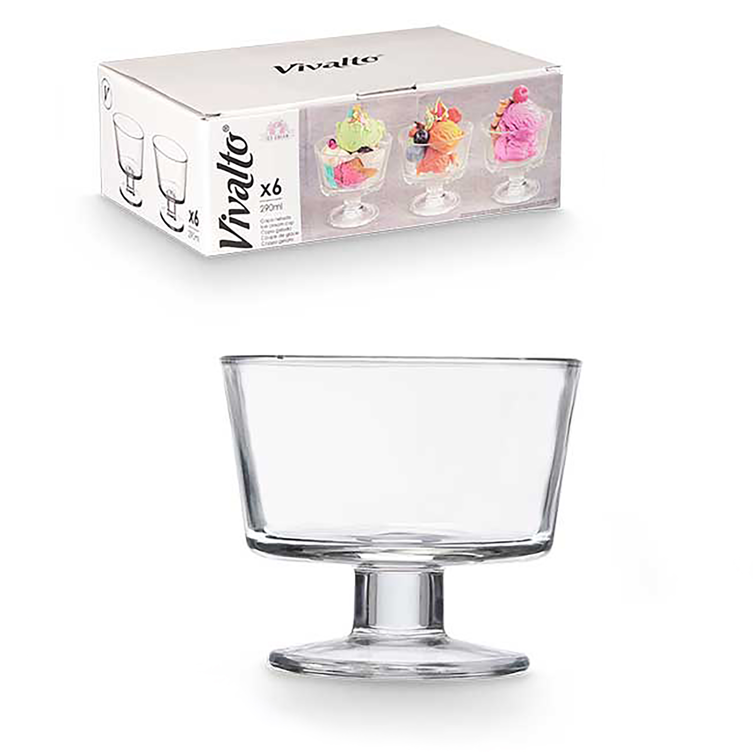 Eisbecher Desserttraum "Clara" aus Glas - 250 ml - 6er Set
