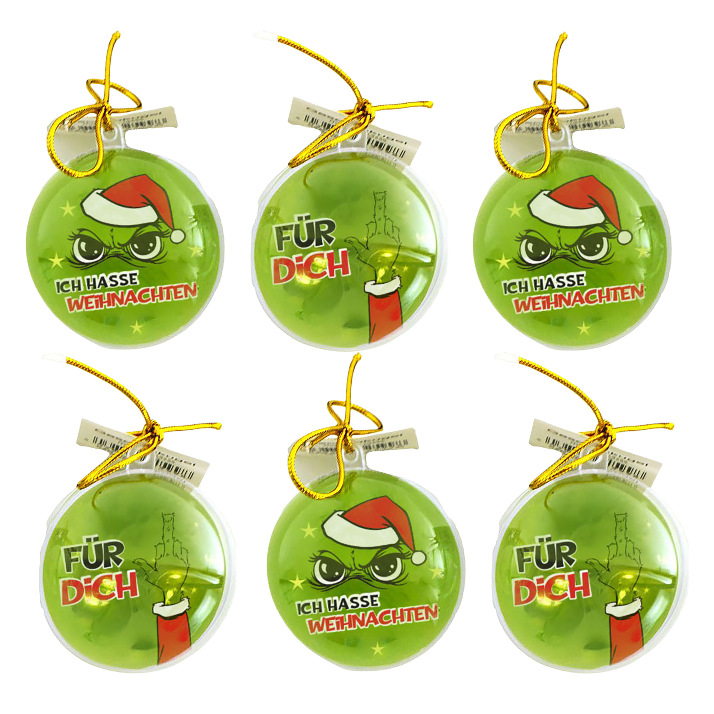 6 x Weihnachtskugeln "Festtags-Muffel"  für Geldgeschenke oder Gutscheine Ø 6 cm