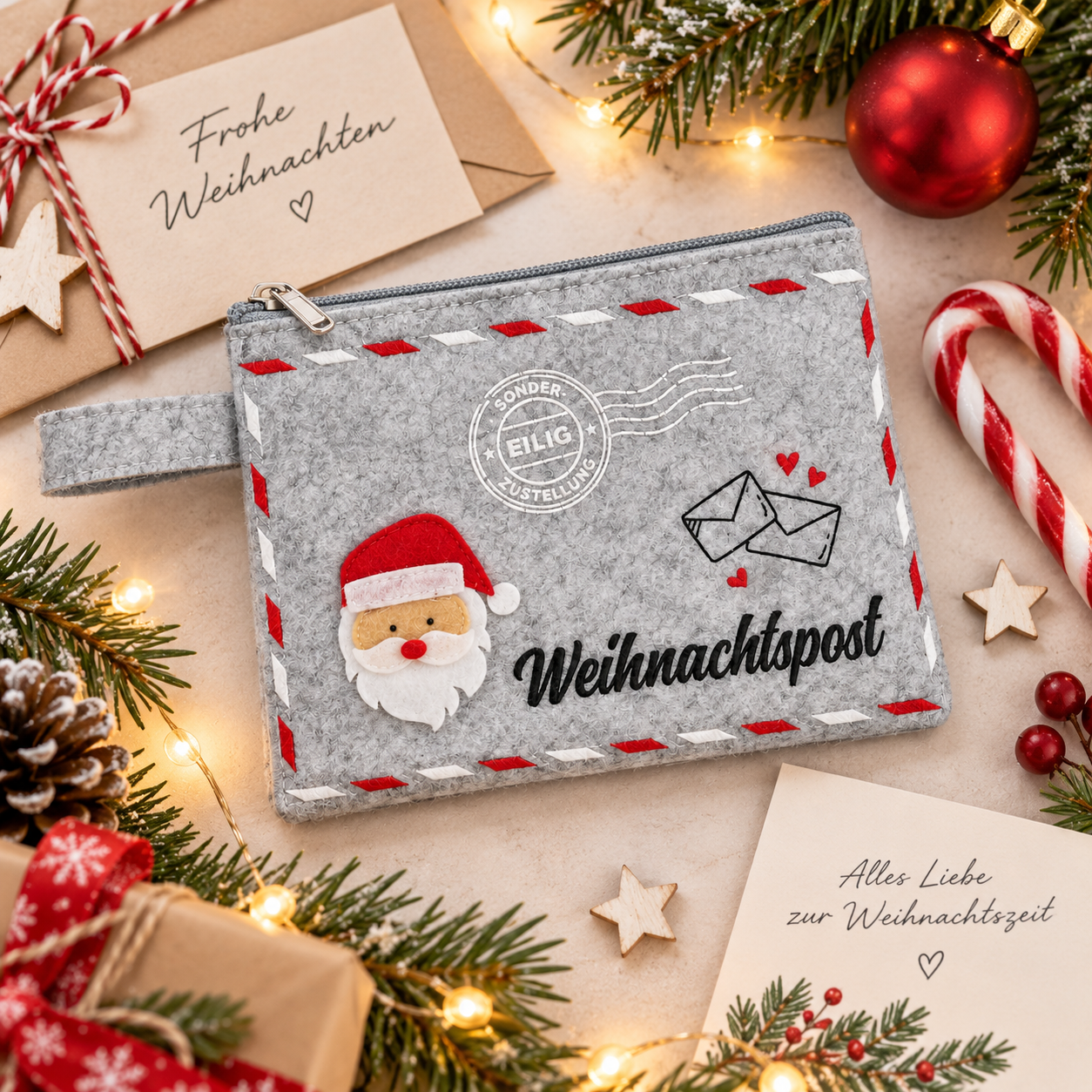 Filztäschchen Weihnachten für Geldgeschenke oder kleine  Mitbringsel 15,5 x 12,5 cm