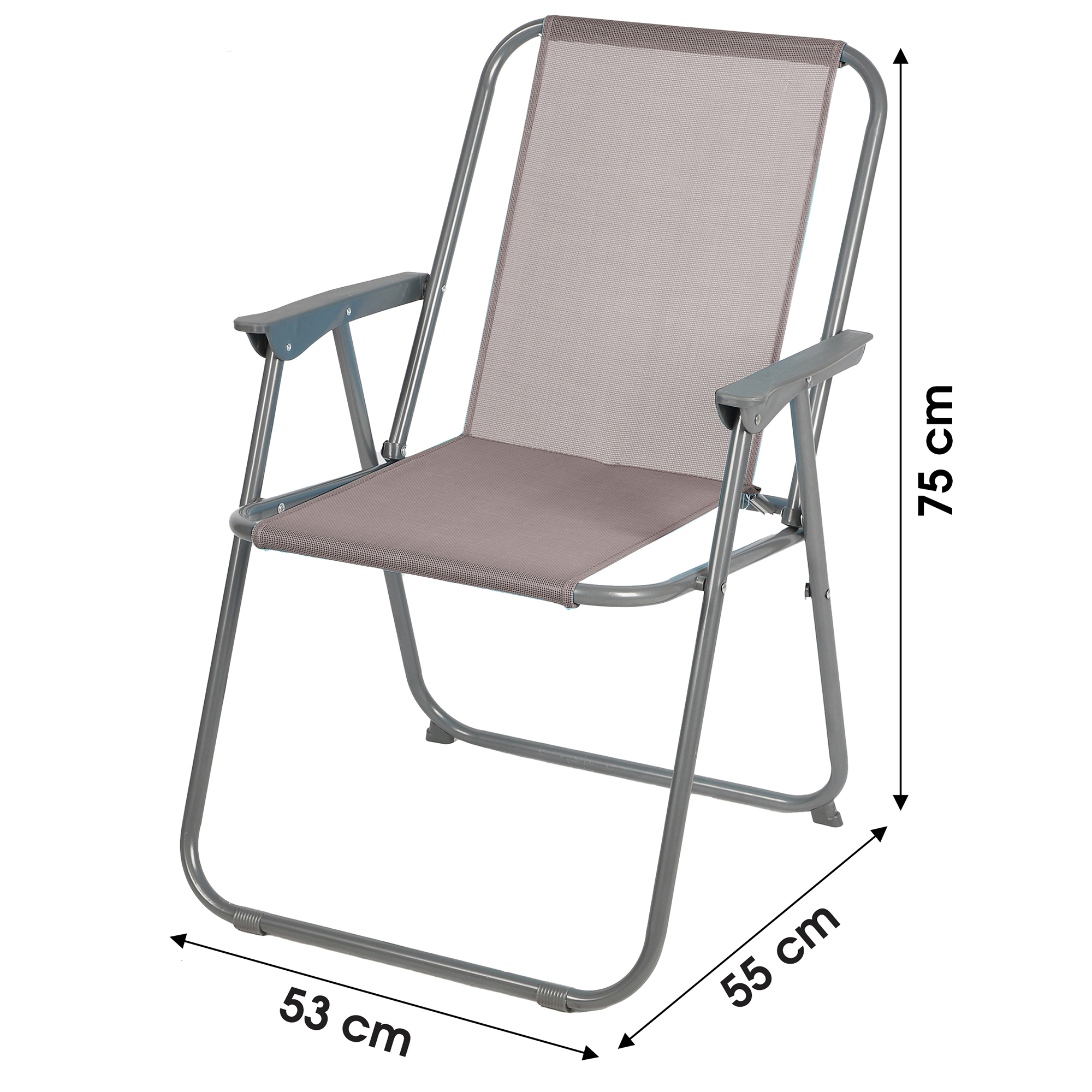 Klappstuhl mit Armlehne - Campingstuhl 53 x 55 x 75 cm