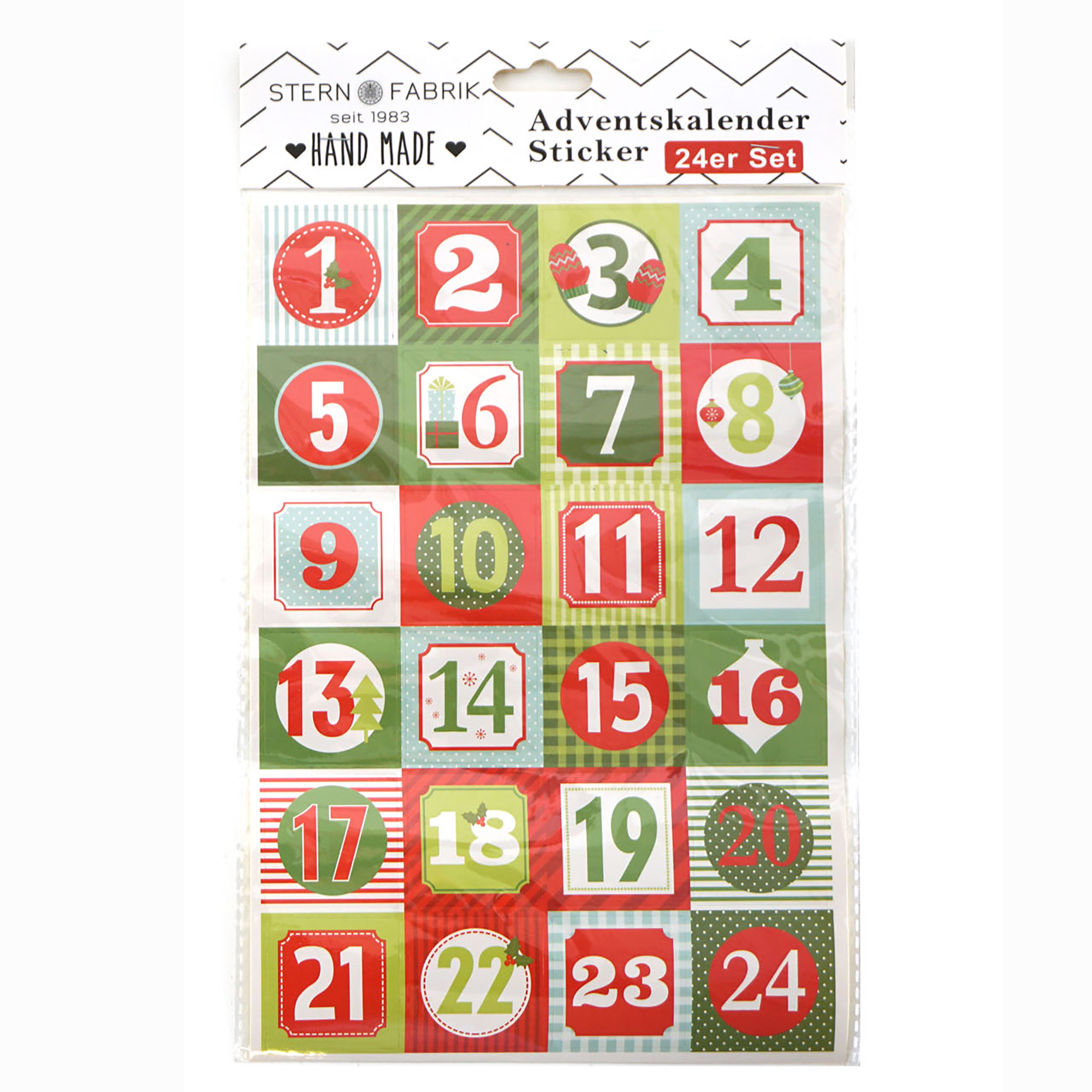 DIY Adventskalender mit 24 braunen Beuteln und Zahlensticker von 1-24