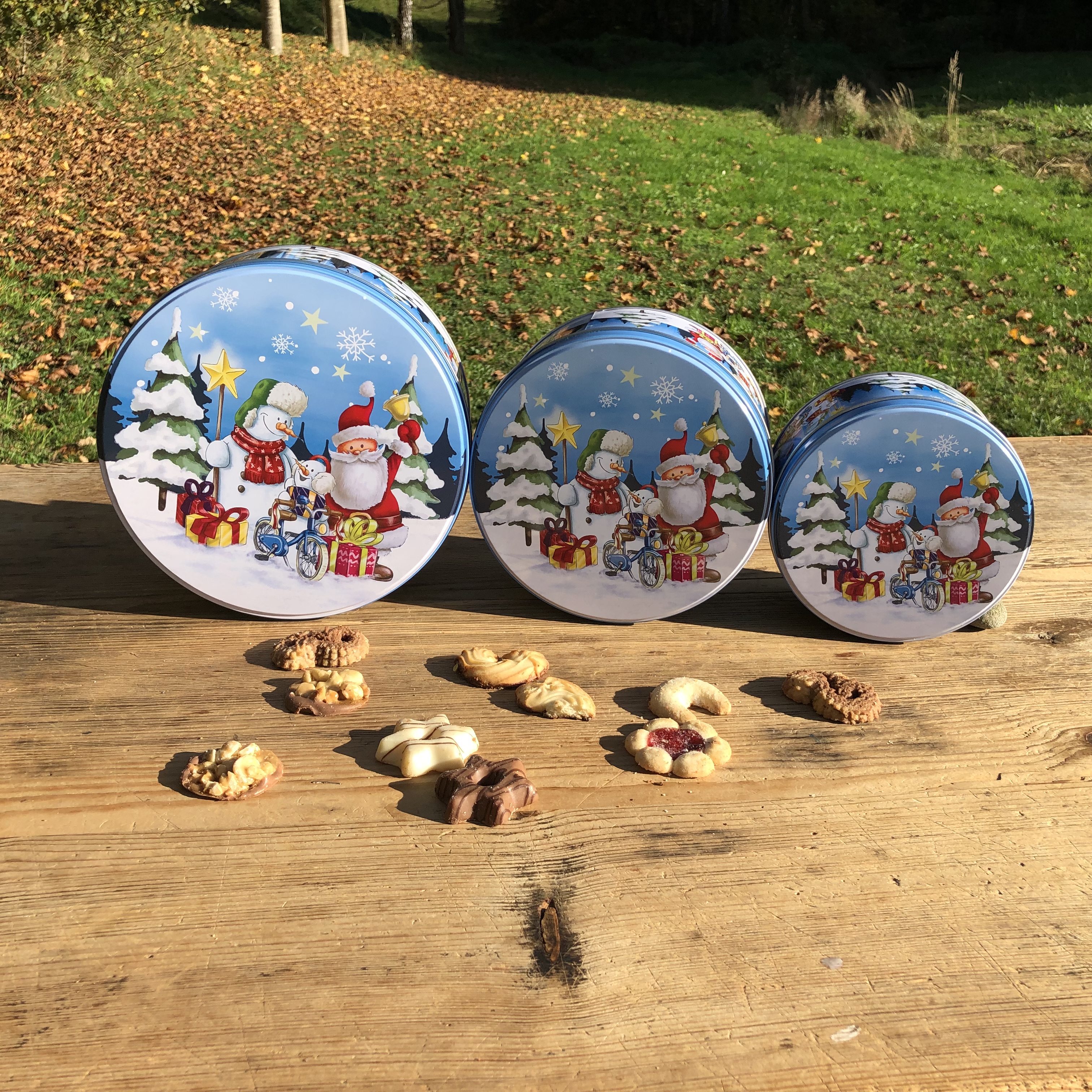 3-tlg. Set Gebäckdosen mit weihnachtlichen Motiven