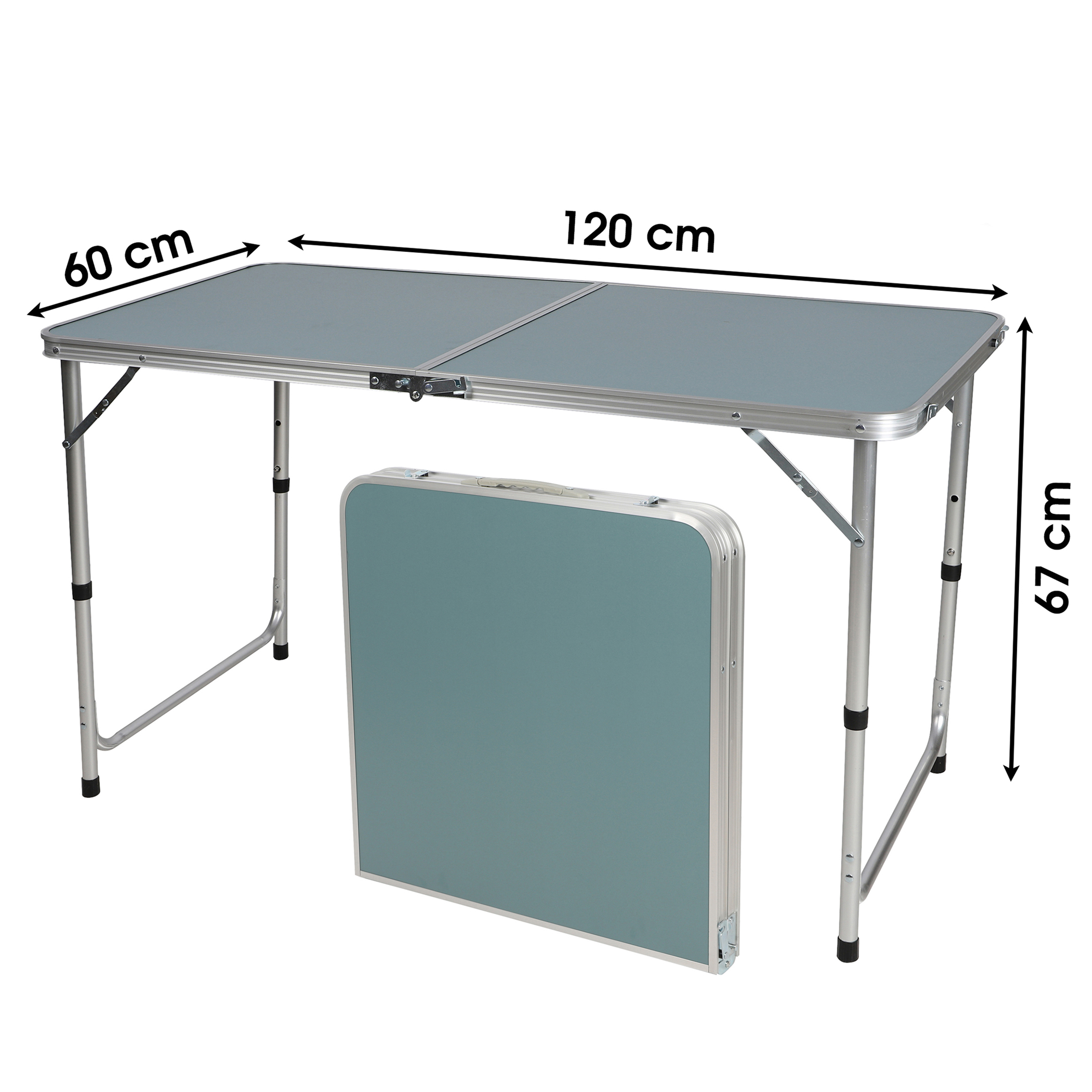 Großer Camping-Tisch zusammenklappbar mit Tragegriff 120 x 60 x 67 cm