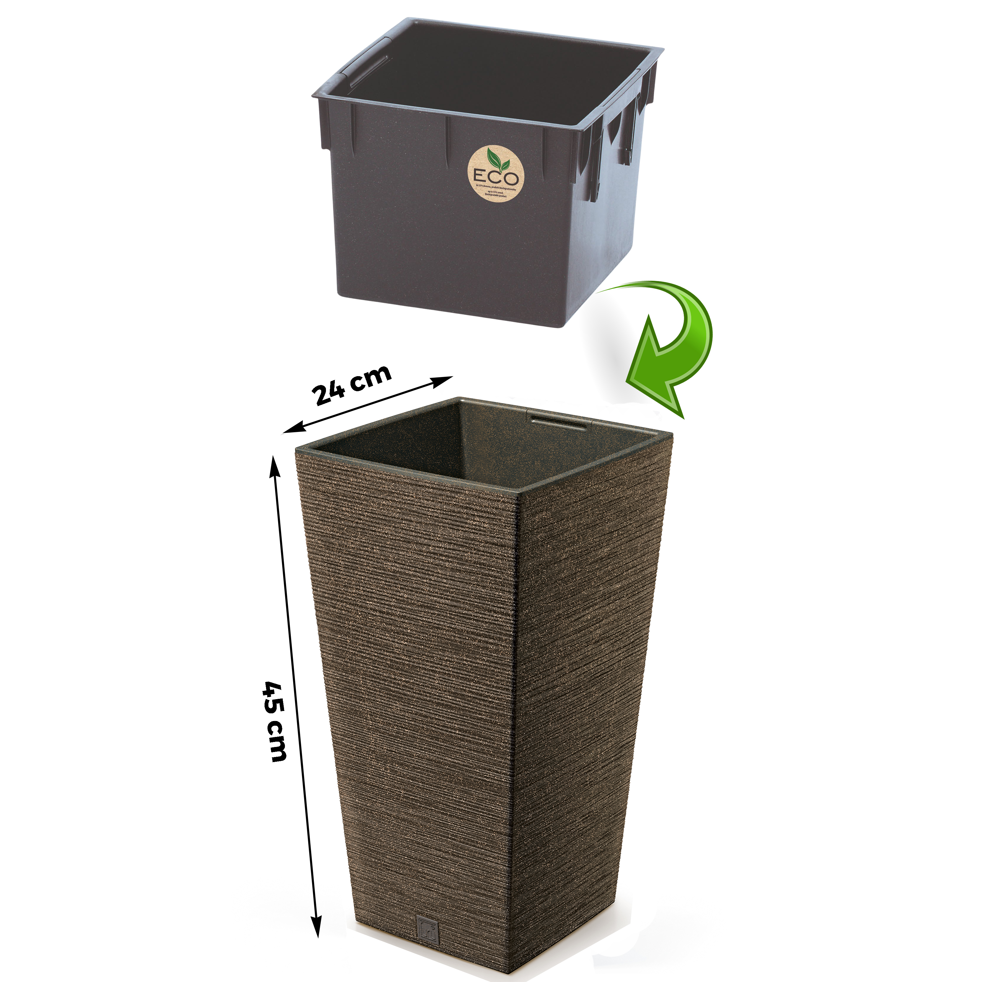 Pflanzsäule - Blumentopf FURU Slim - ECO Wood - mit natürlichem Holzanteil