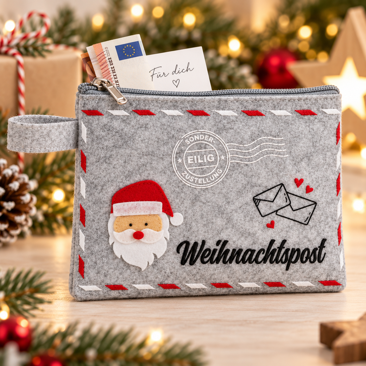 Filztäschchen Weihnachten für Geldgeschenke oder kleine  Mitbringsel 15,5 x 12,5 cm