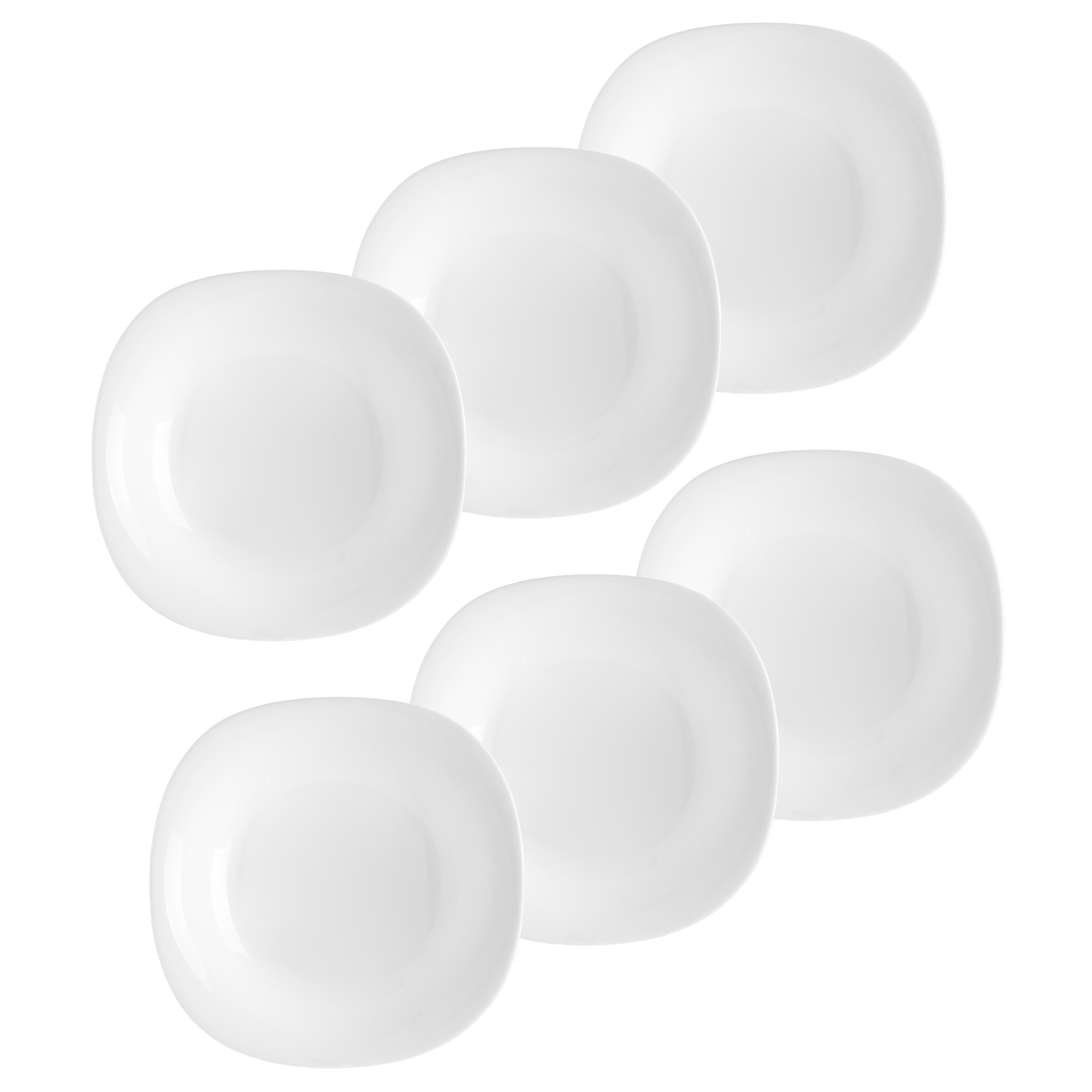 Geschirr "Edge White Studio" aus weißem Opal--Glas - eckige Form -