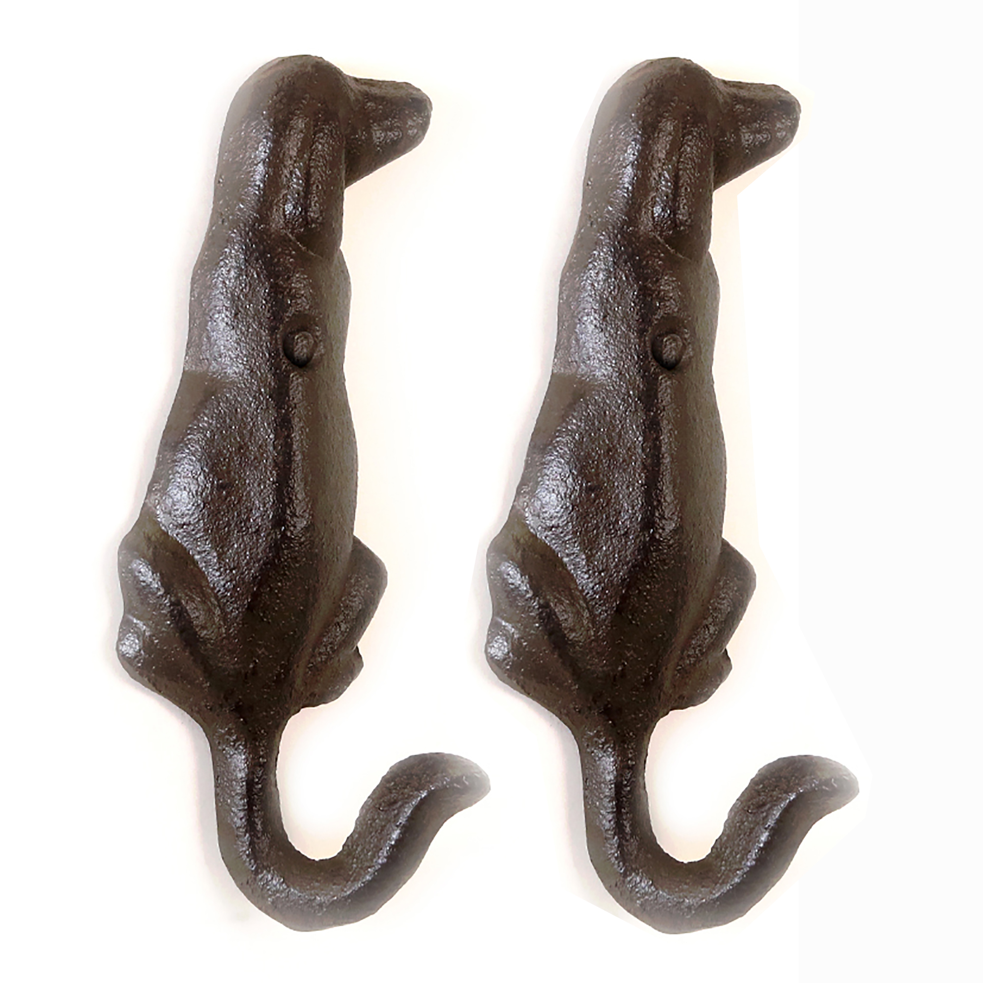 2 x Garderobenhaken  "Hund" oder "Katze" aus Gusseisen H 17 cm