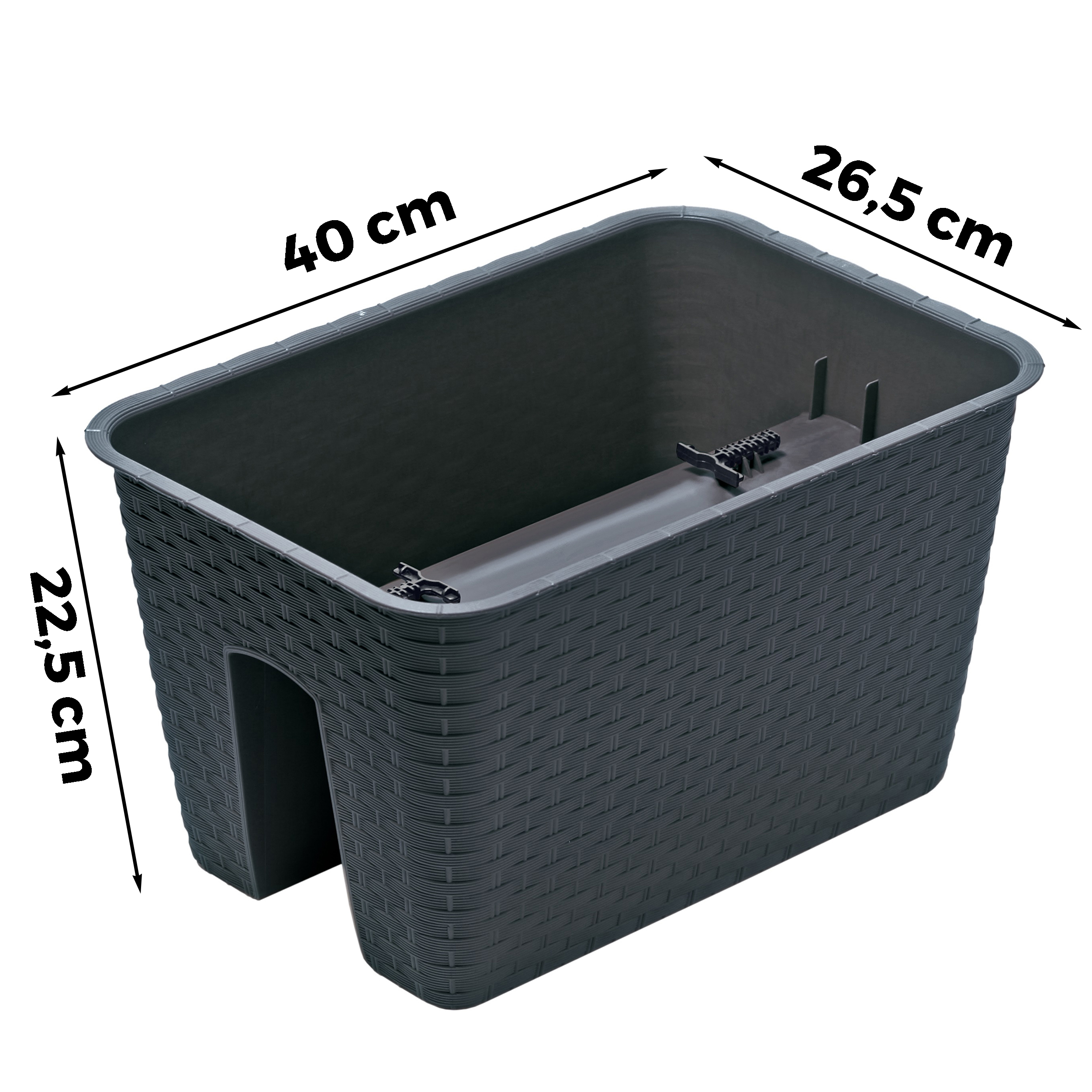 Ratolla "Square" Blumenkasten für Geländer in Rattan-Optik