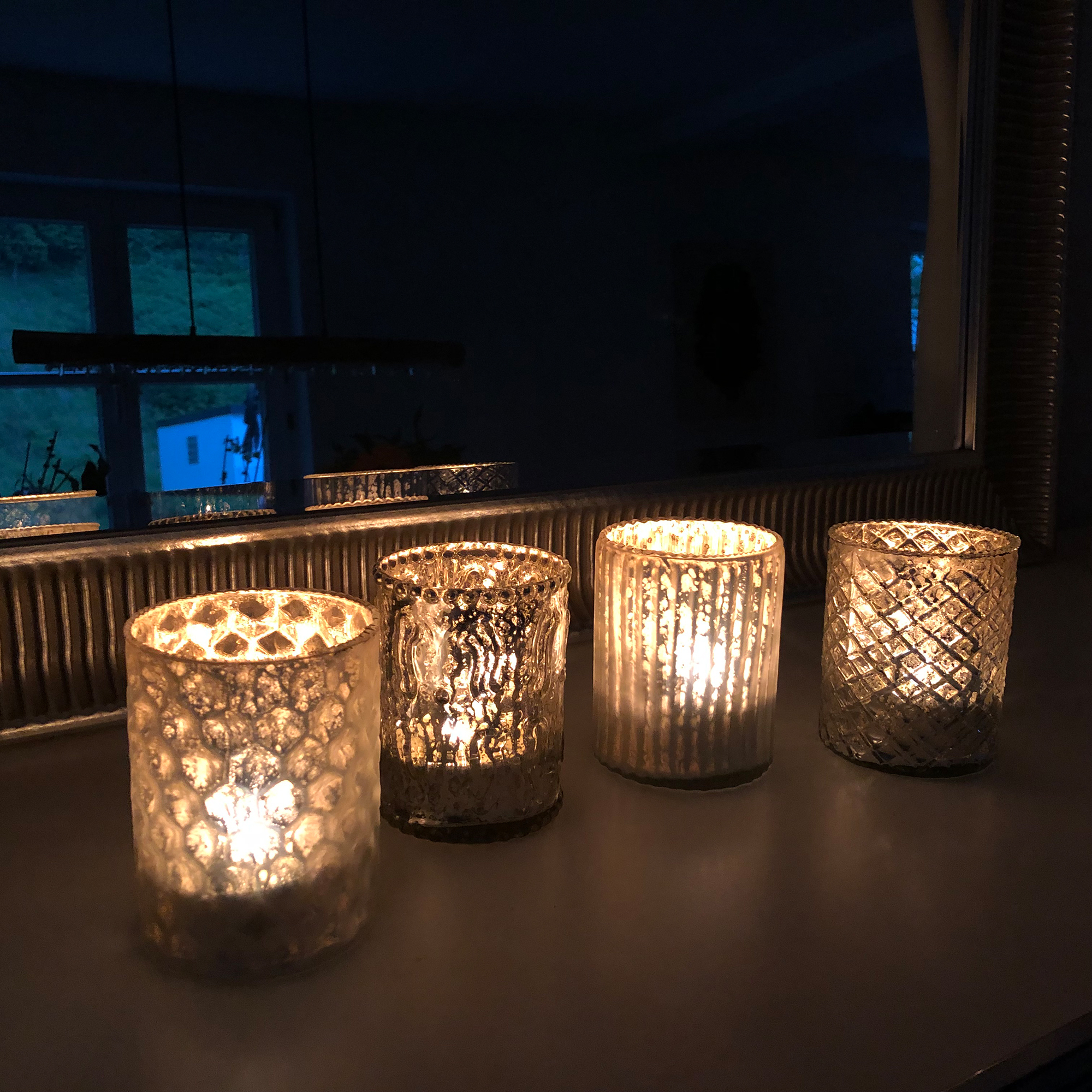 Windlichter "Latona" im Antik-Finish - Bauernsilber H 10 cm / Ø 8 cm