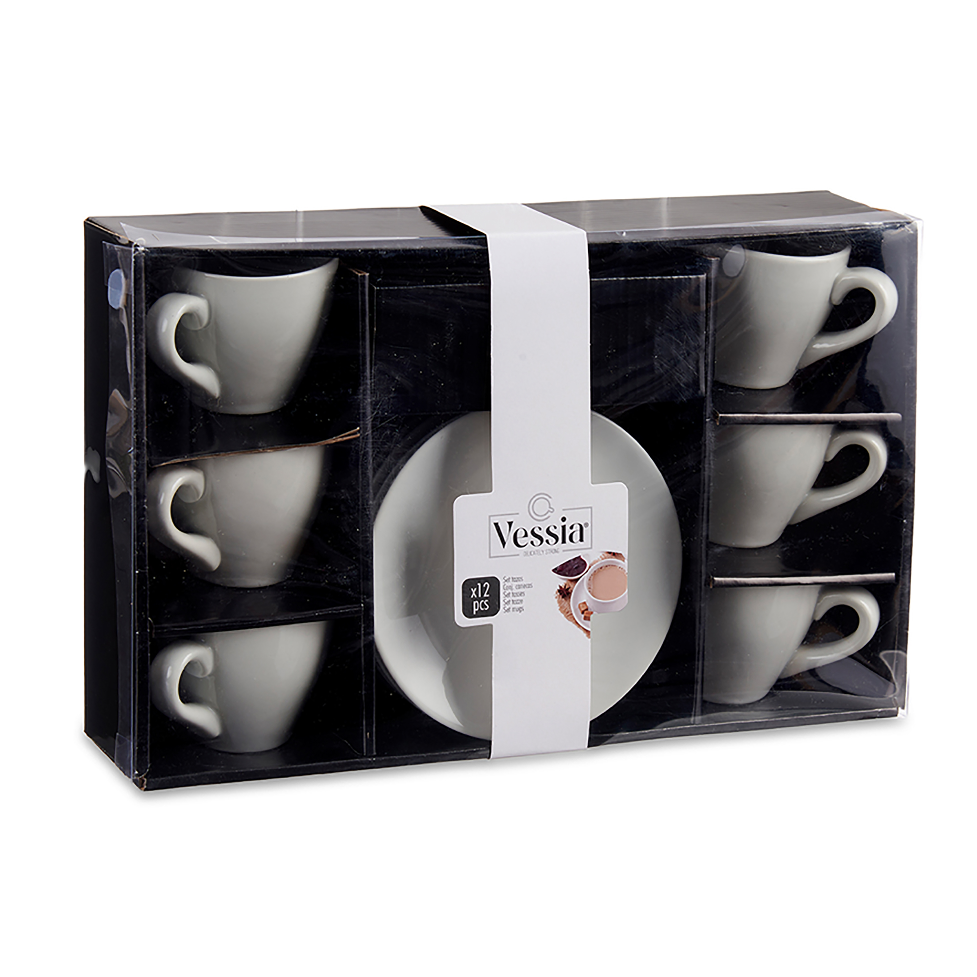Stilvolles 12-teilige Kaffeetassen Set aus Porzellan