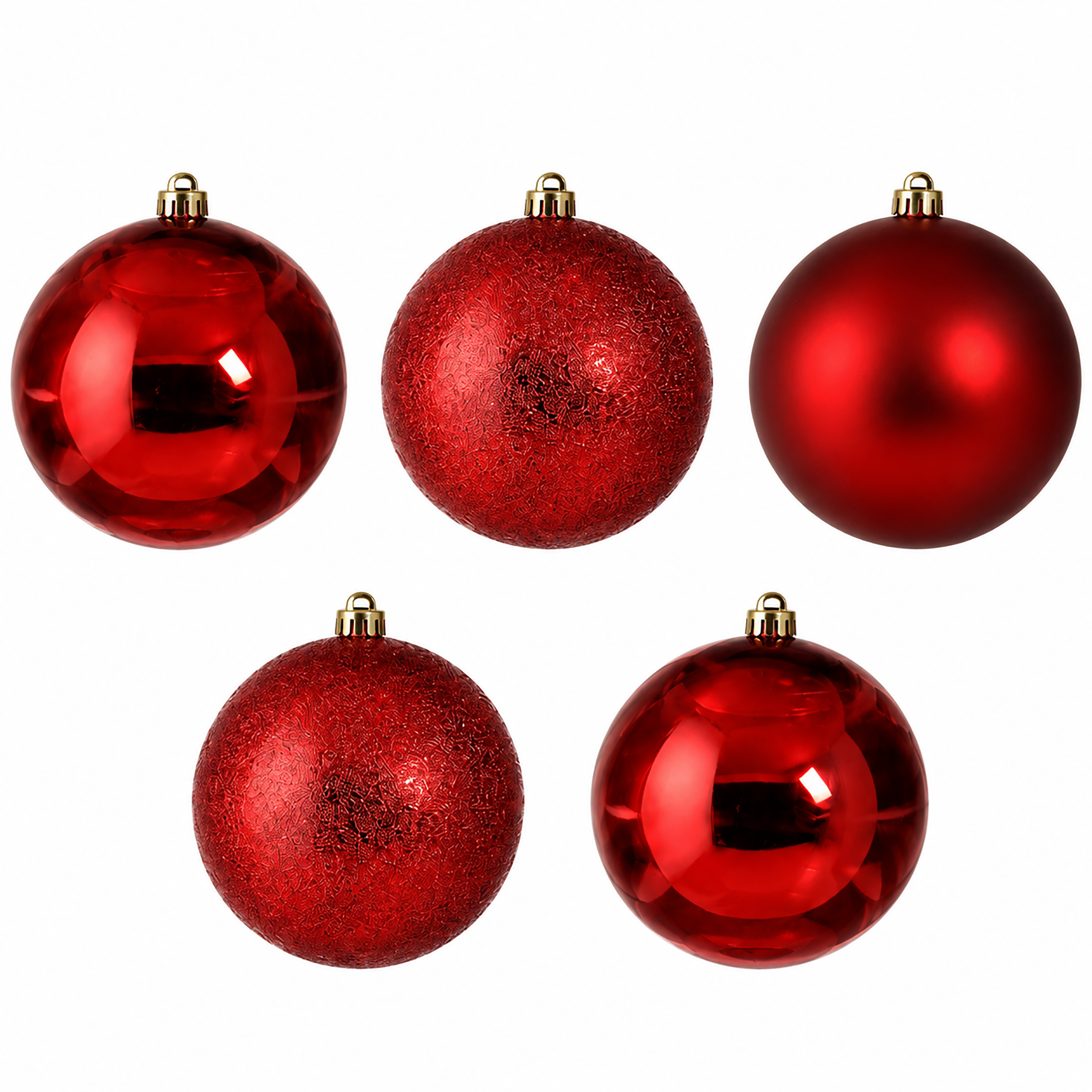 5er Set Weihnachtskugeln aus recyceltem Kunststoff, bruchsicher - Ø 15 cm