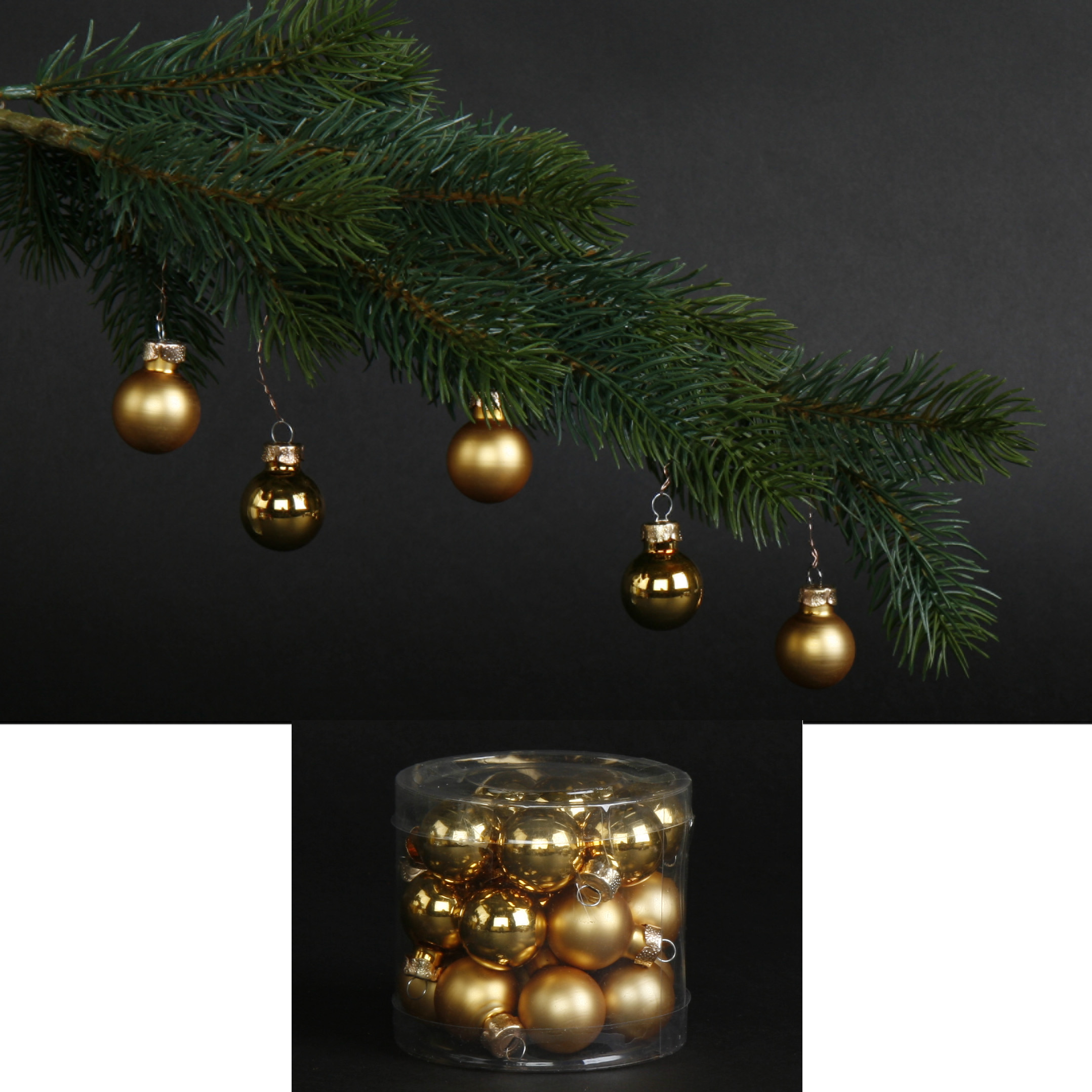24 Stück Glaskugeln - Baumschmuck goldfarben Ø 2,5 cm