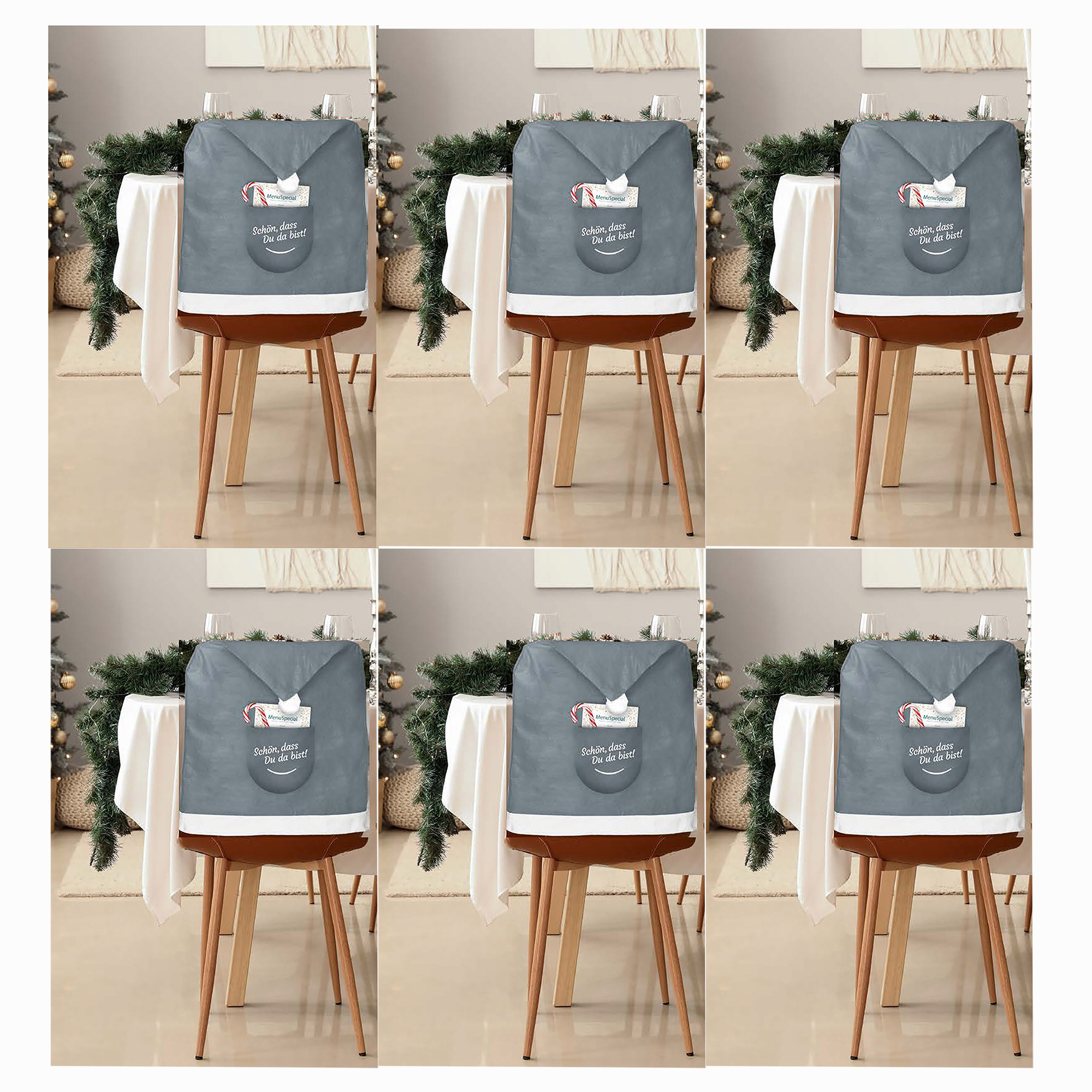 6 x Stuhlhussen für Weihnachten 48 x 64 cm (B/H)