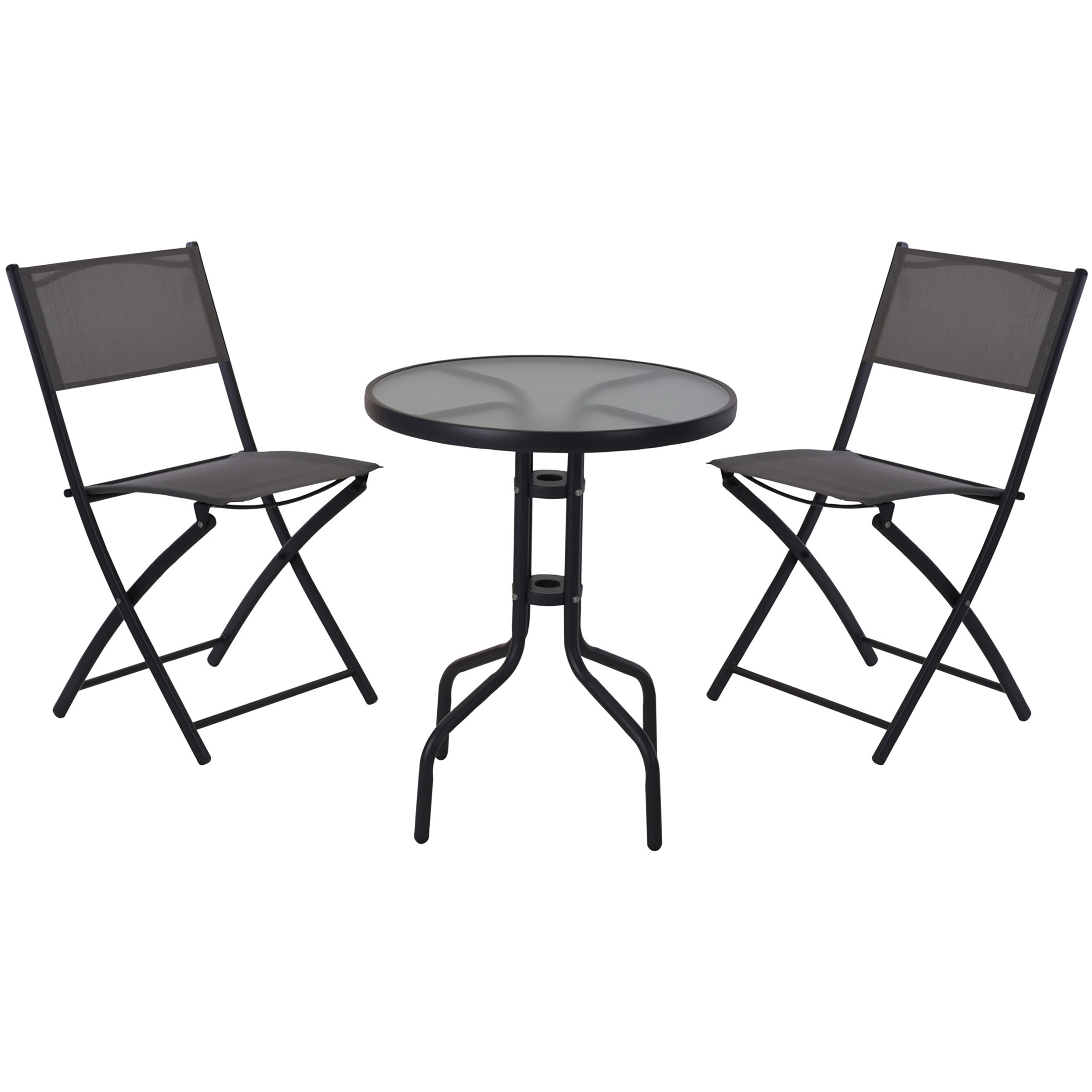 3-tlg. Gartenmöbel Set aus Metall mit Kunststoff-Textilbespannung - Sitzgruppe Balkon