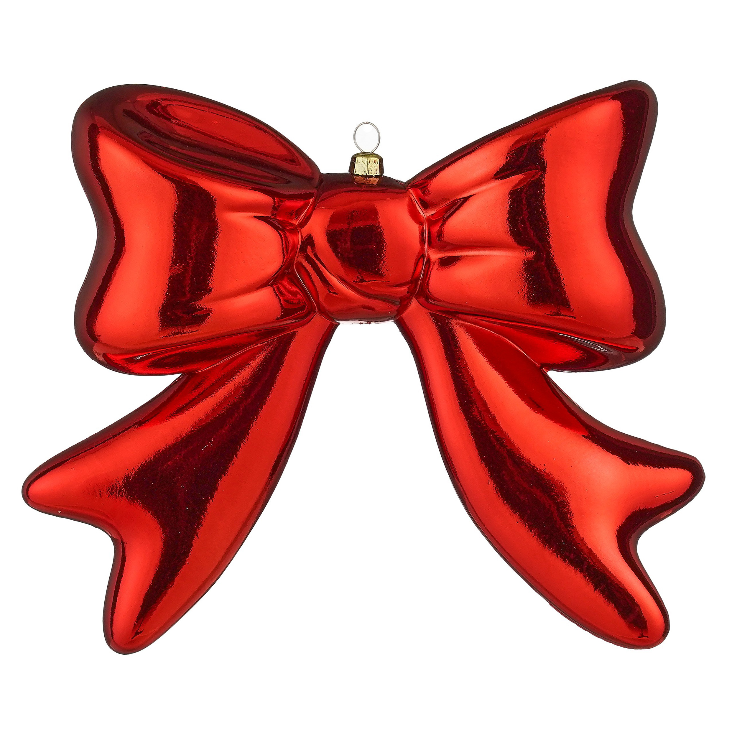 Weihnachtliche Schleifen aus Kunststoff 3D Rot Gold zum Aufhängen 8,5 oder 20 cm