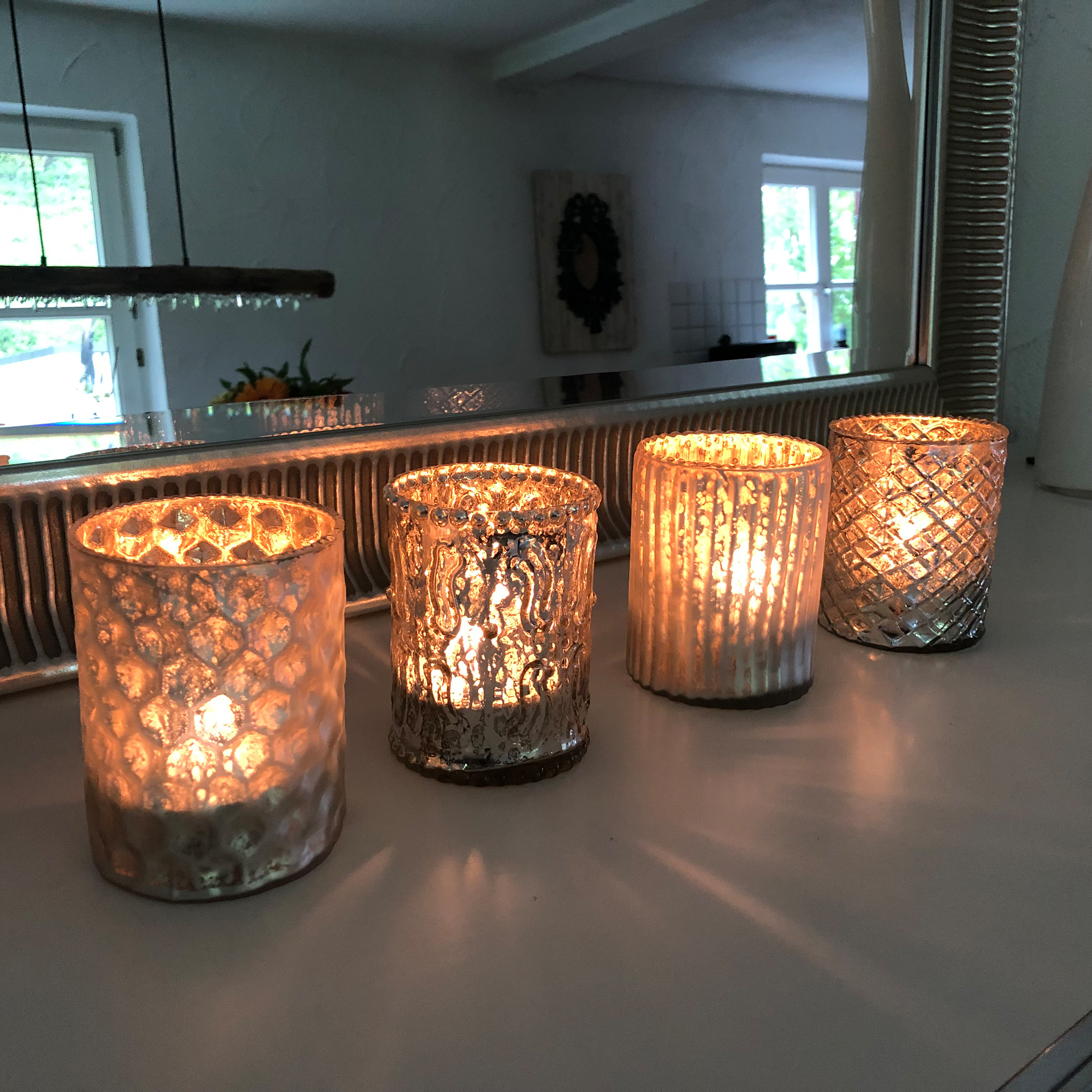 Windlichter "Latona" im Antik-Finish - Bauernsilber H 10 cm / Ø 8 cm