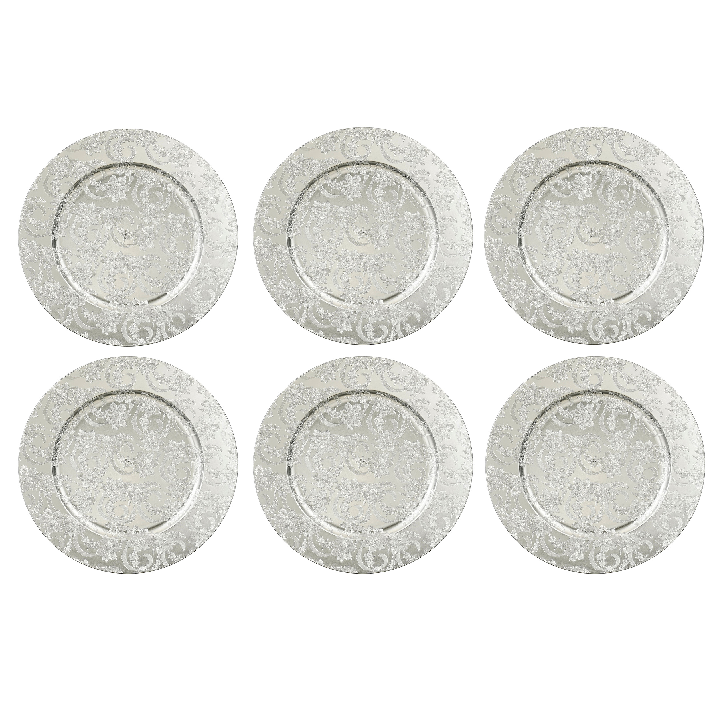 Platzteller 6er Set Ø 33 cm Barock-Design im Antik-Finish in Gold oder Silber