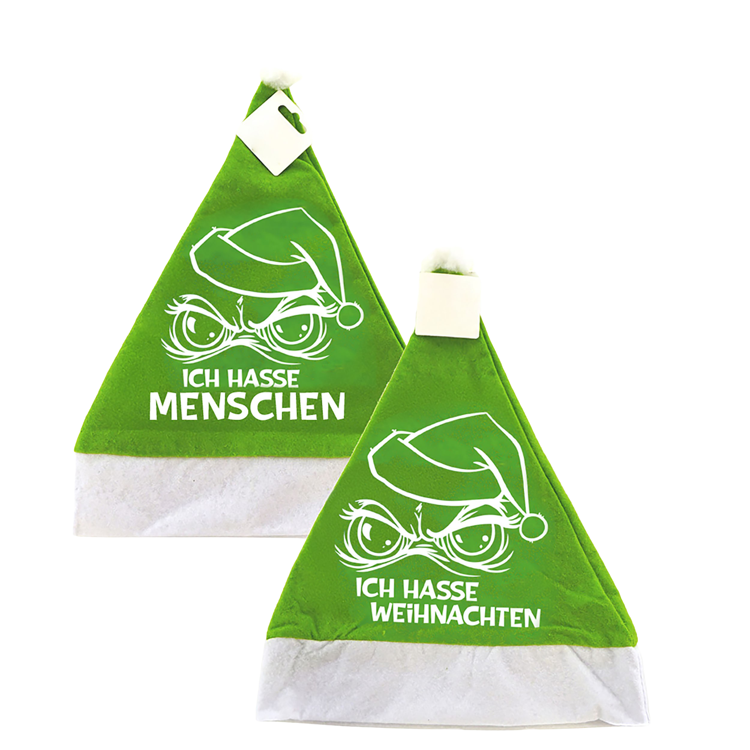 4 x Nikolausmützen "Festtags-Muffel" aus Plüsch mit Bommel - 2 Modelle