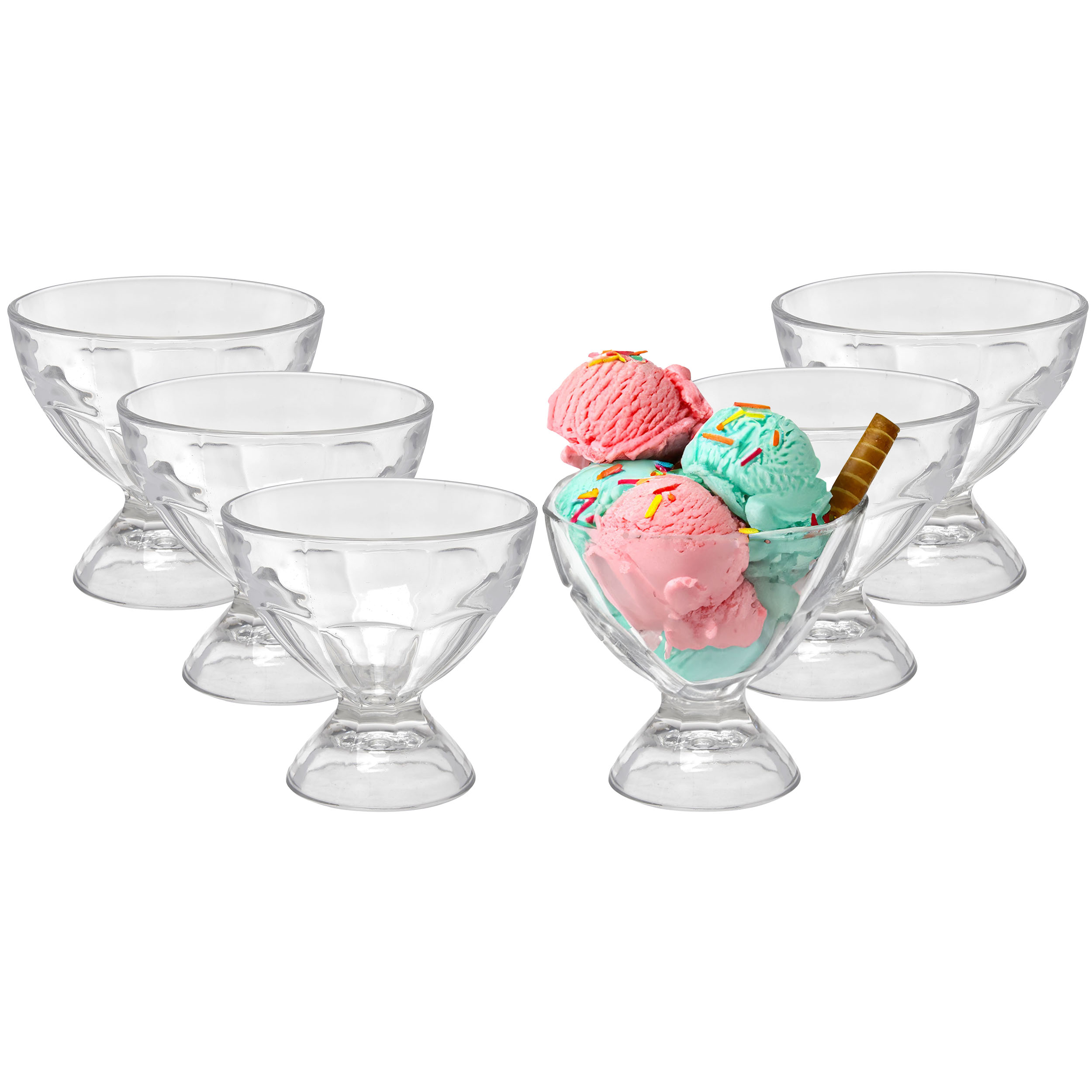 6-tlg. Set Eisbecher / Dessertschalen aus Glas mit Fuß