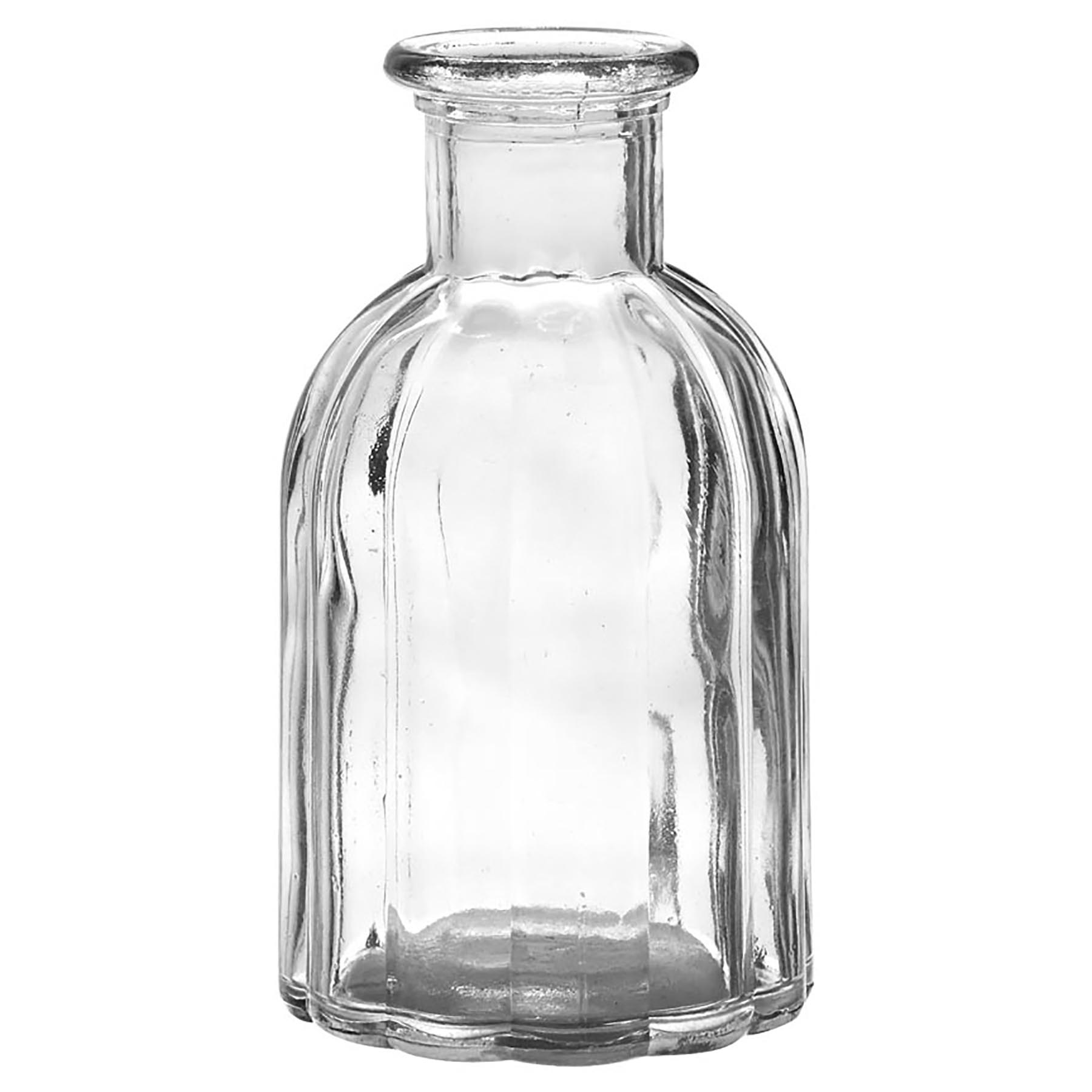 6 x Vasen aus Glas in geriffelter Optik H 13,5 cm