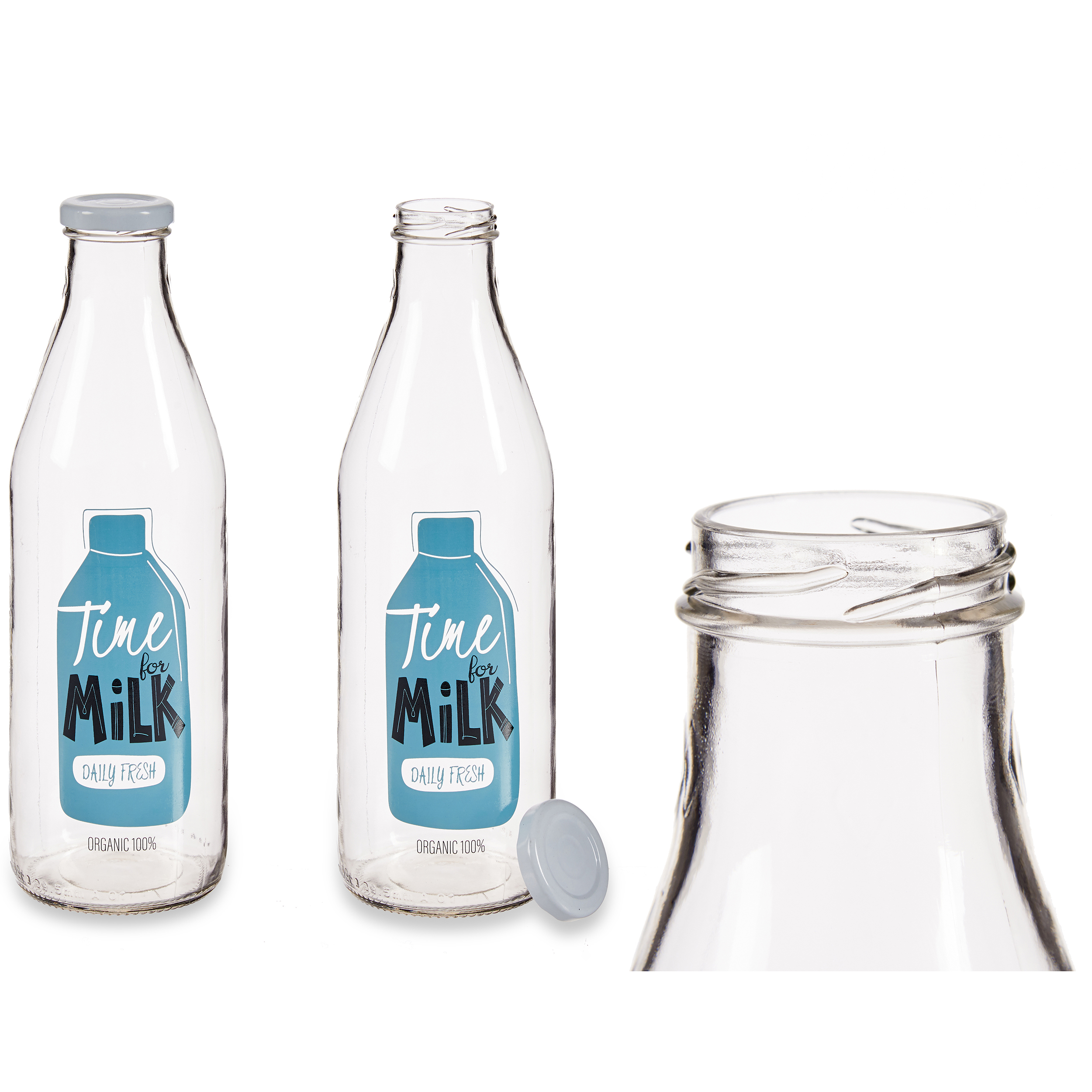 Stilvolle Milchflaschen mit Schraubdeckel aus Metall 1 Liter