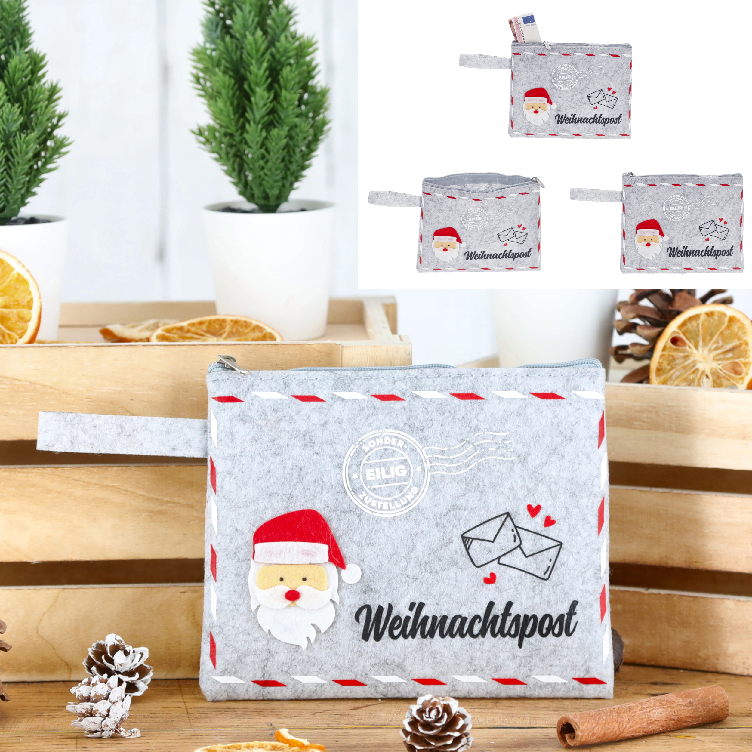 Filztäschchen Weihnachten für Geldgeschenke oder kleine  Mitbringsel 15,5 x 12,5 cm