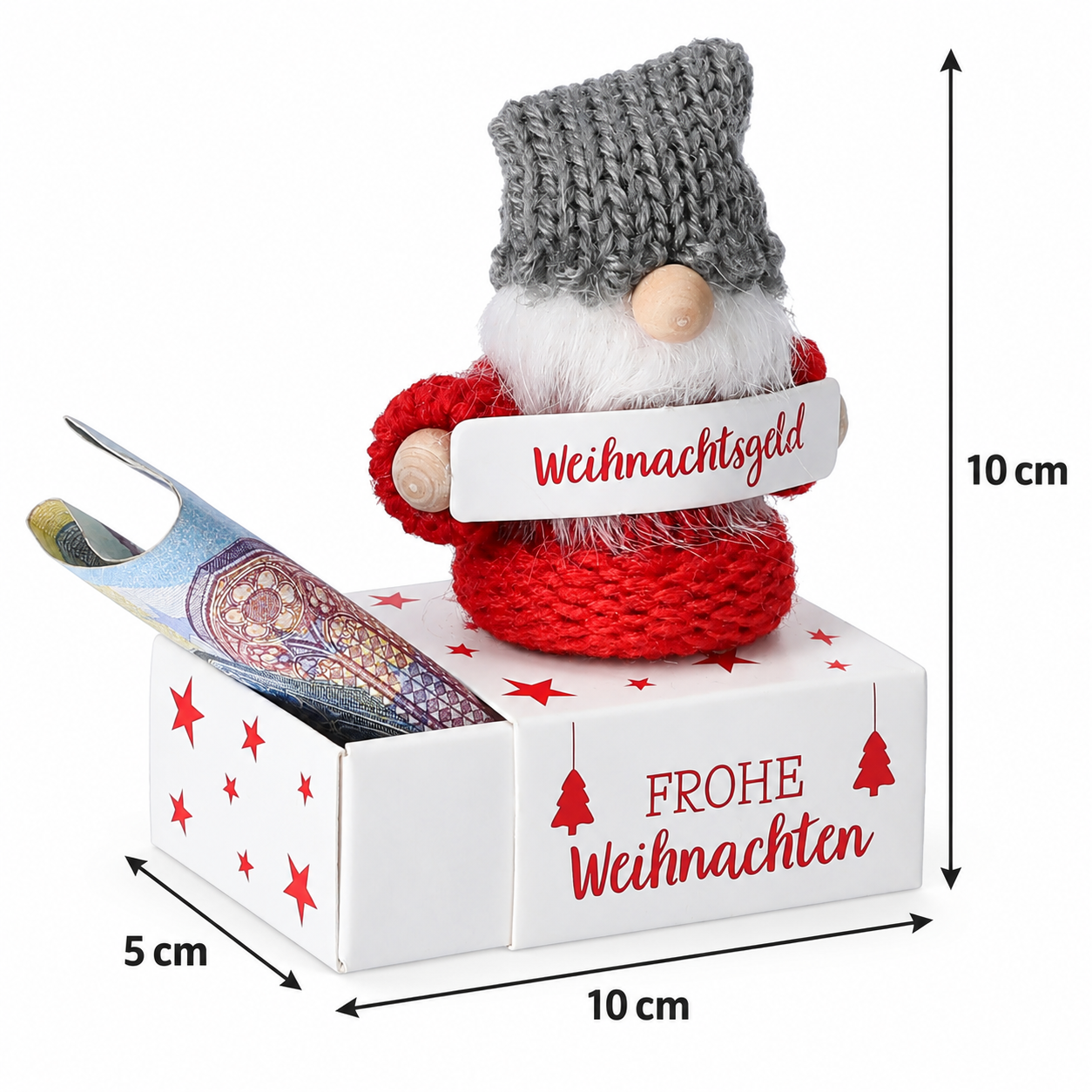 Wichtel mit Box für Geldgeschenke 5 x 10 cm
