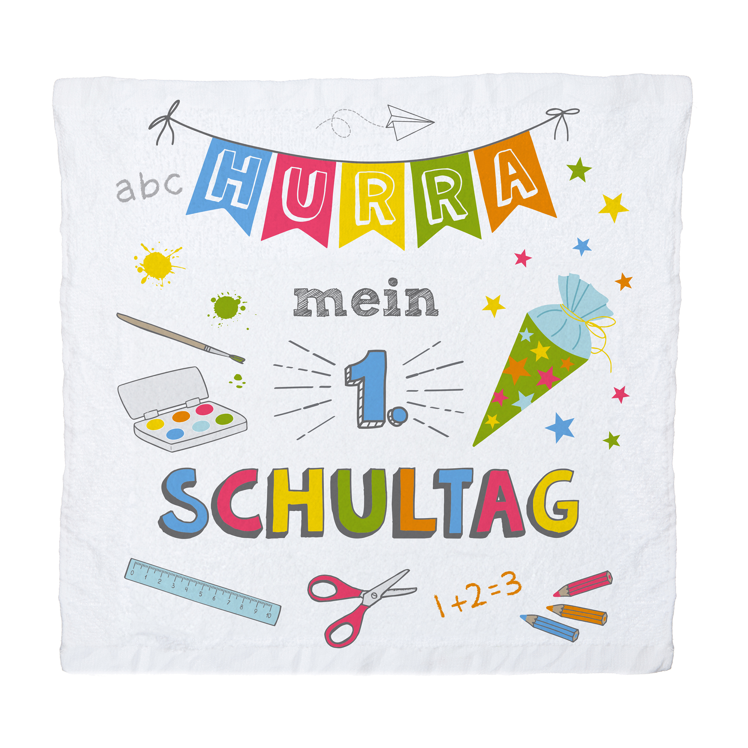 Magisches kleines Handtuch "Hurra...mein 1. Schultag" zur Einschulung
