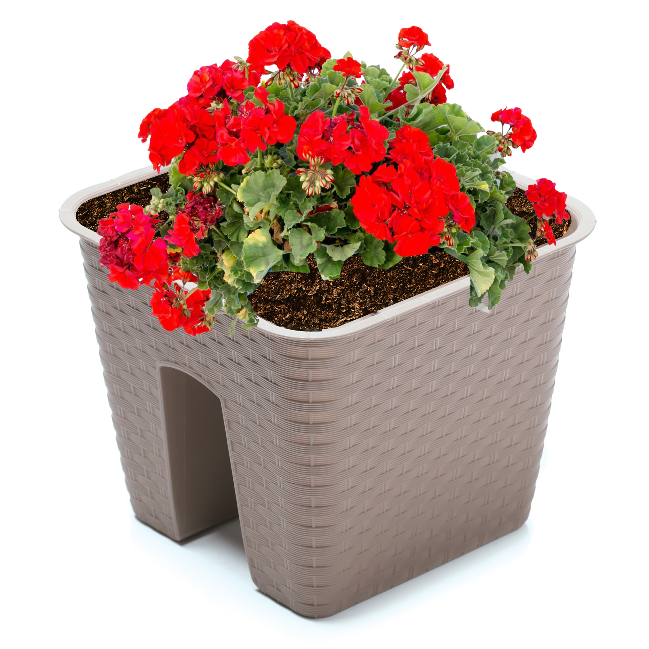 Ratolla "Square" Blumenkasten für Geländer in Rattan-Optik