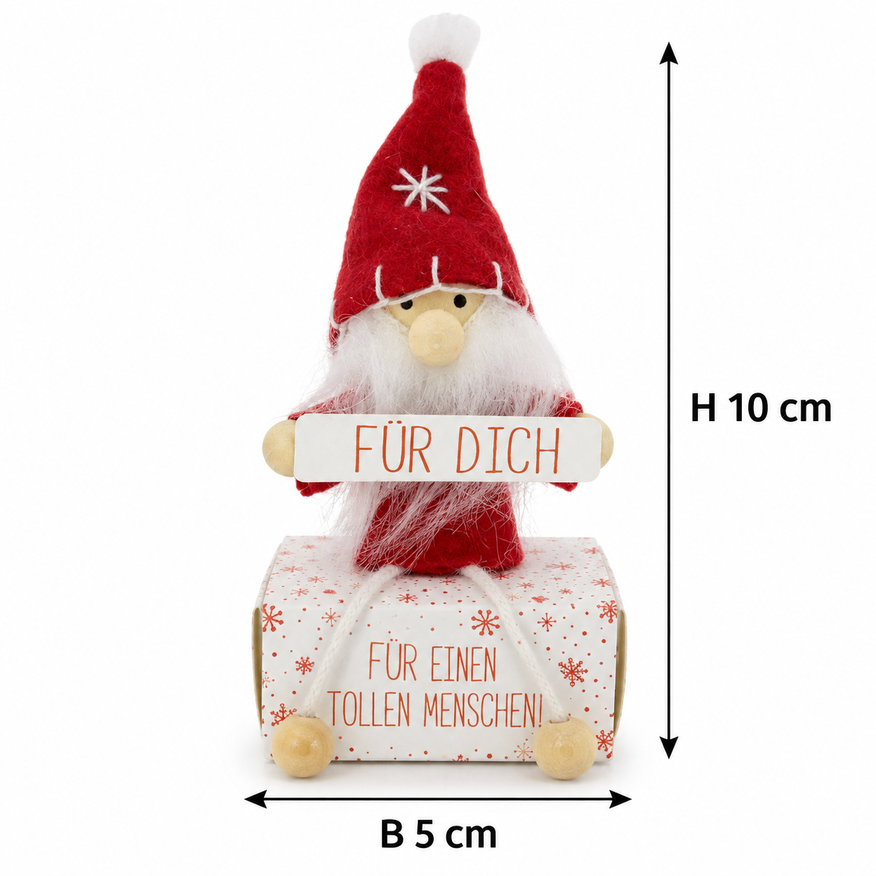 Wichtel "Weihnachtsgeld" auf Box für Geldgeschenke 4 x 5 x 10 cm