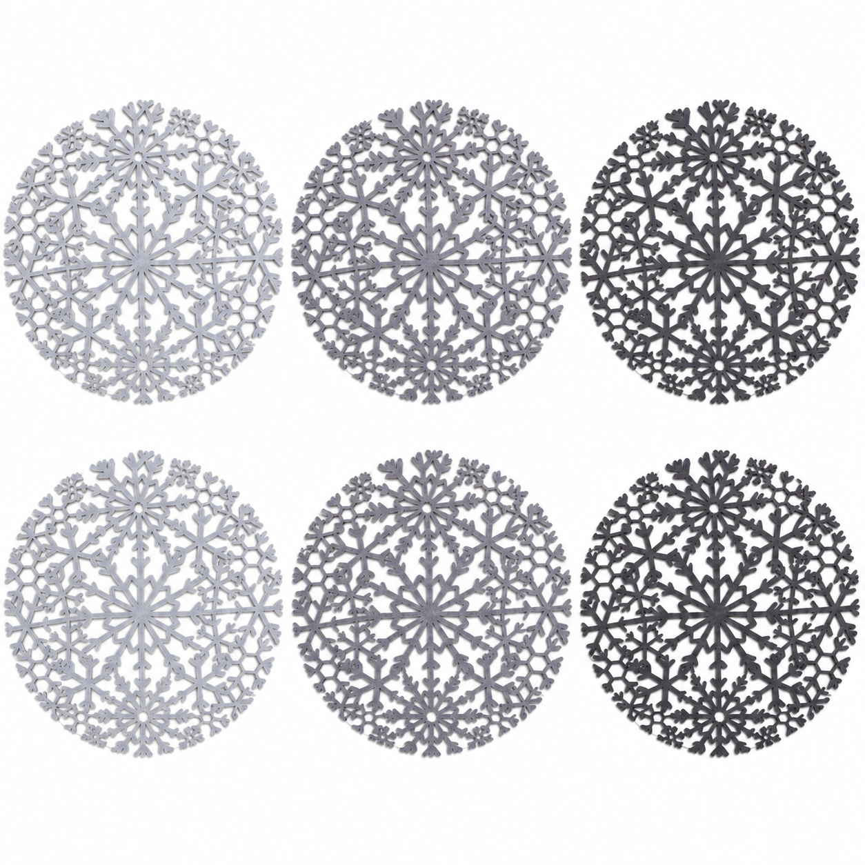6-tlg. Set Platzset - Tischset "Svea" aus Filz in drei Farben sortiert Ø 37 cm