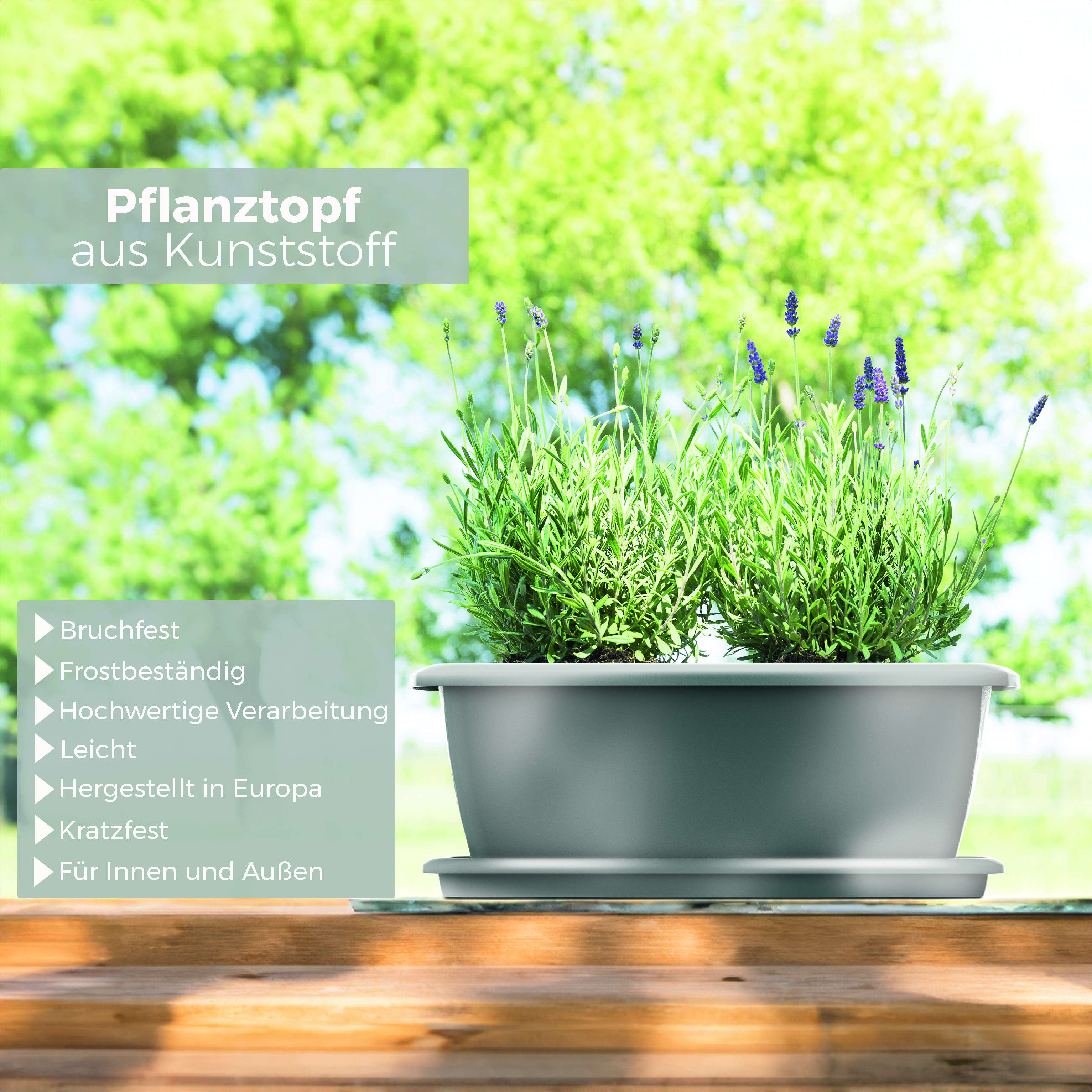 Blumenkasten aus wetterfestem Kunststoff - Modell Respana