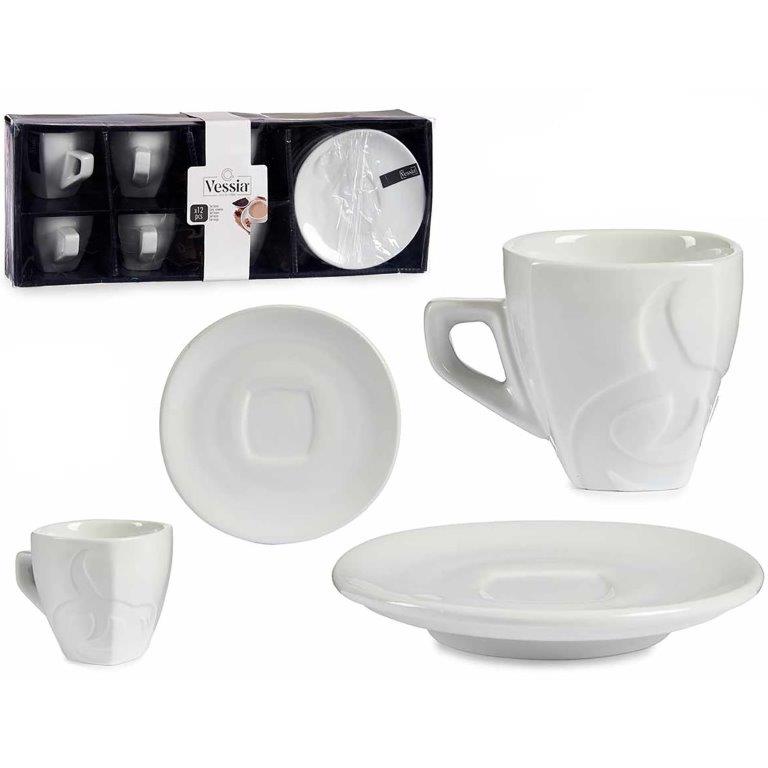 6 x Tassen mit Unterteller aus Porzellan / 12-teilig