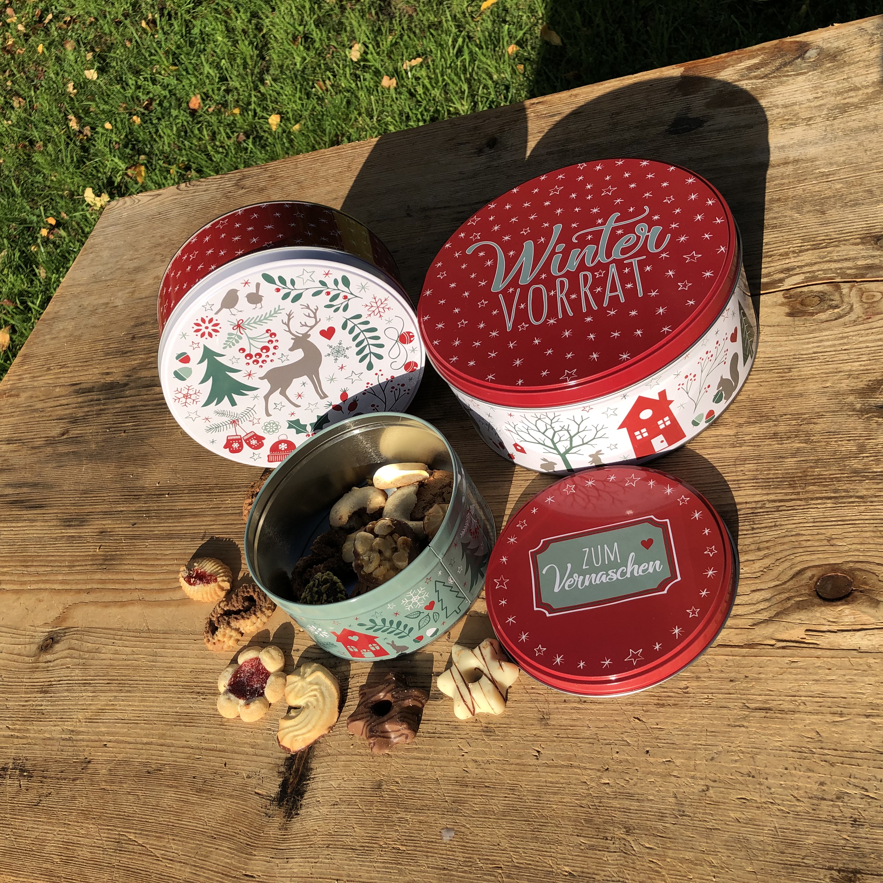 3-tlg. Set Gebäckdosen mit weihnachtlichen Motiven