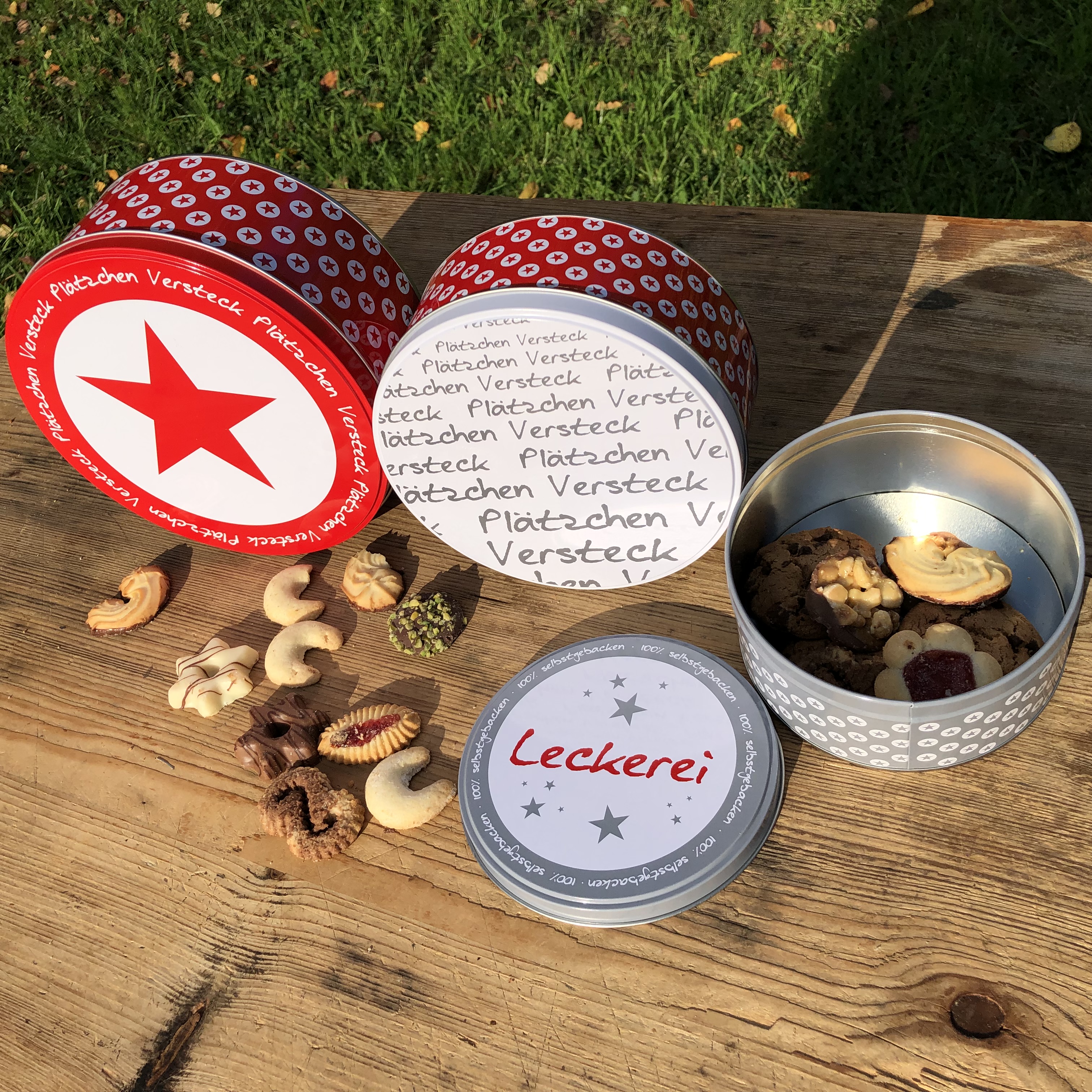 3-tlg. Set Gebäckdosen mit weihnachtlichen Motiven
