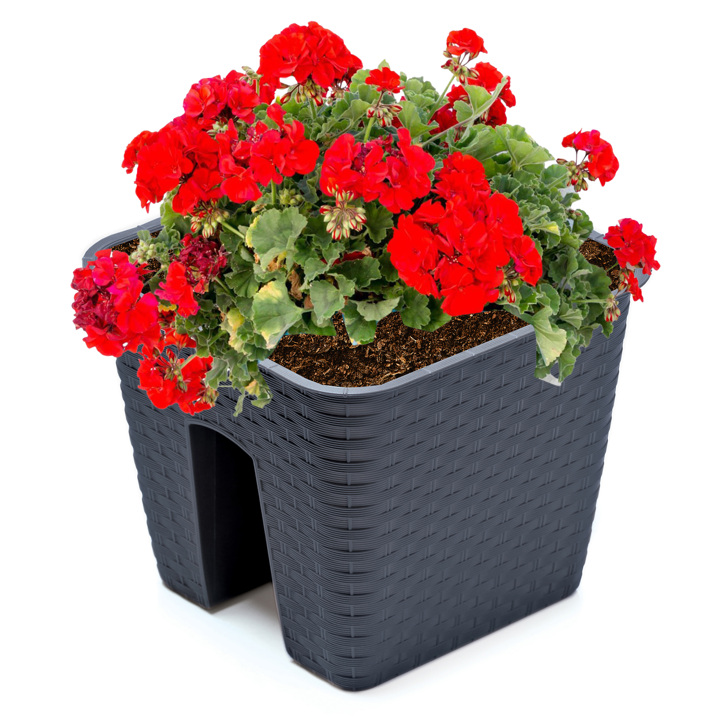 Ratolla "Square" Blumenkasten für Geländer in Rattan-Optik
