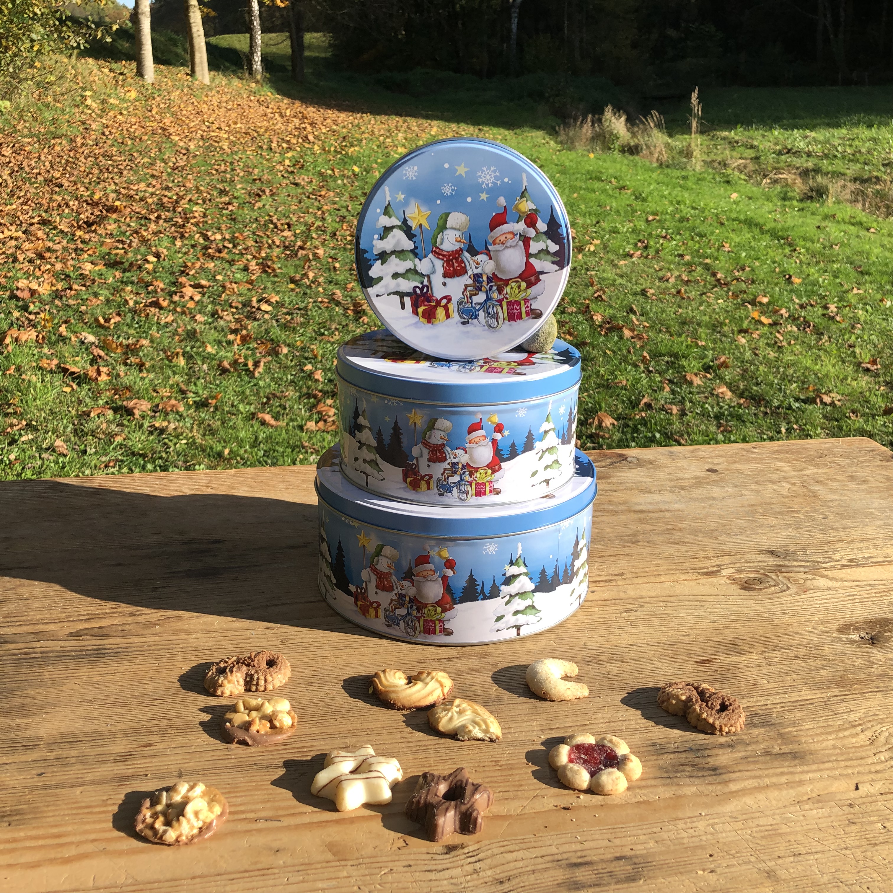 3-tlg. Set Gebäckdosen mit weihnachtlichen Motiven