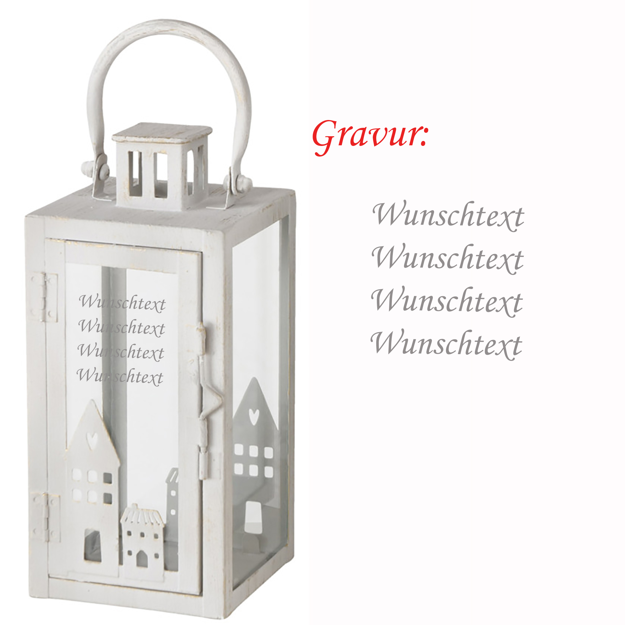 Laterne "Homeland" mit Gravur zur Hochzeit - zum Einzug - zum Geburtstag H 23 oder 31 cm